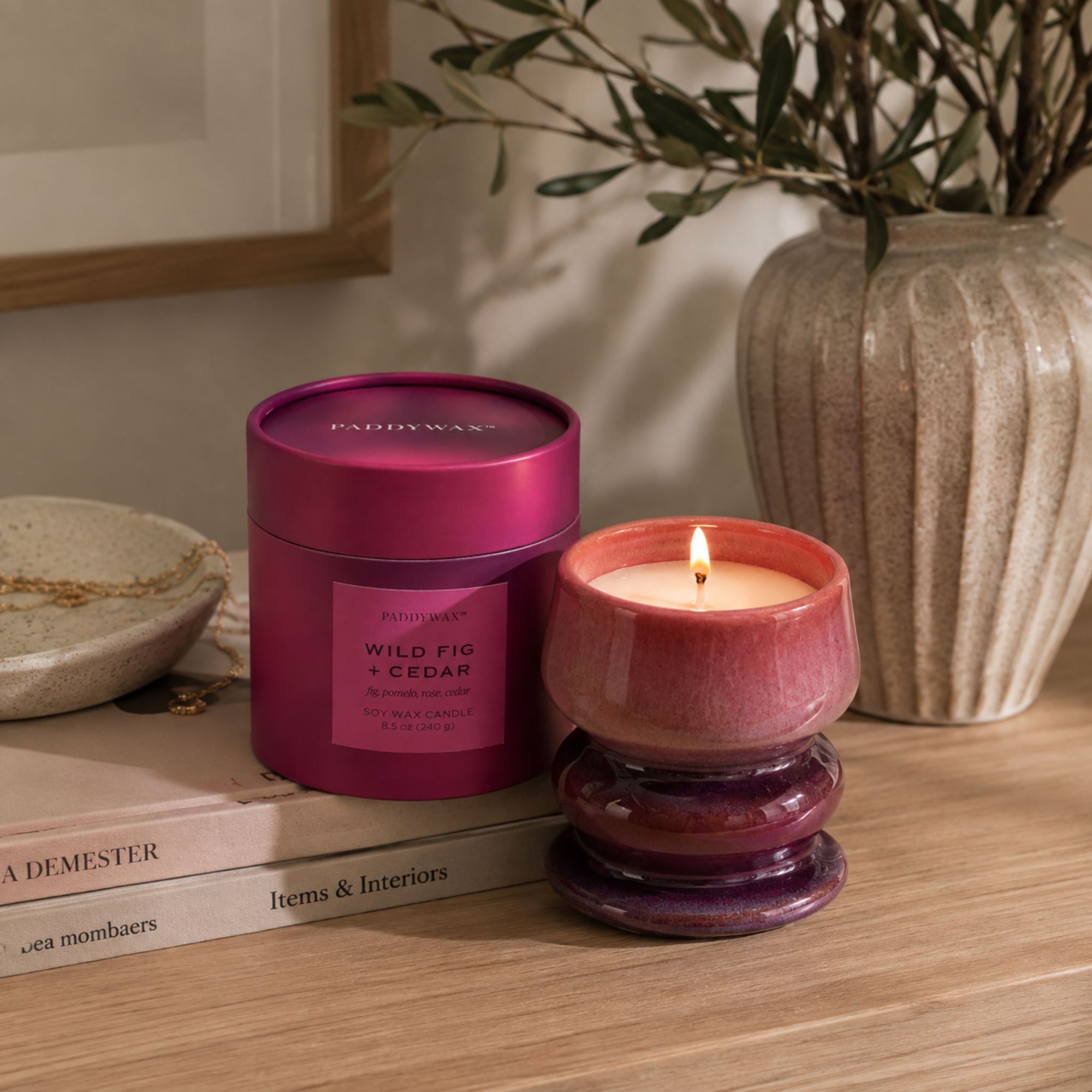 Melt Ombre Reactive Dyed Ceramic Candle - Fig Cedar