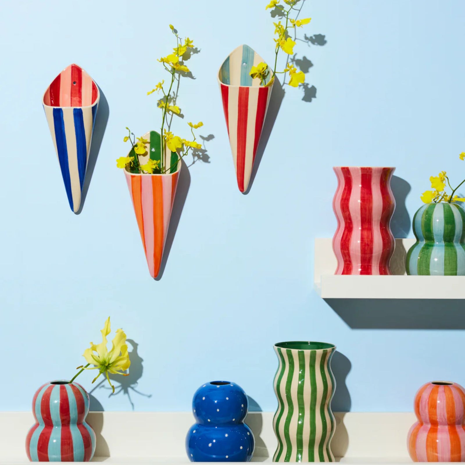 Folly Wall Vase Red Stripe