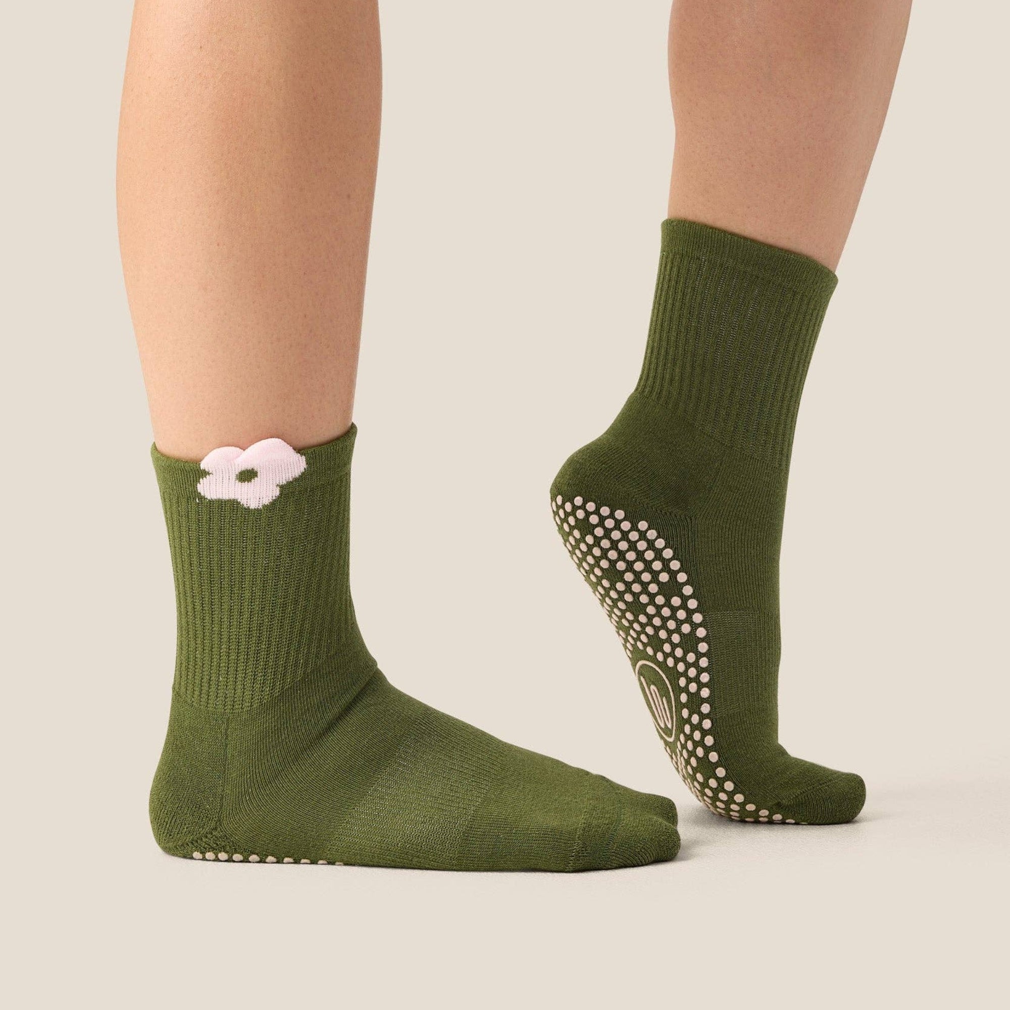 Crew Grip Socks Flower Patch Pine