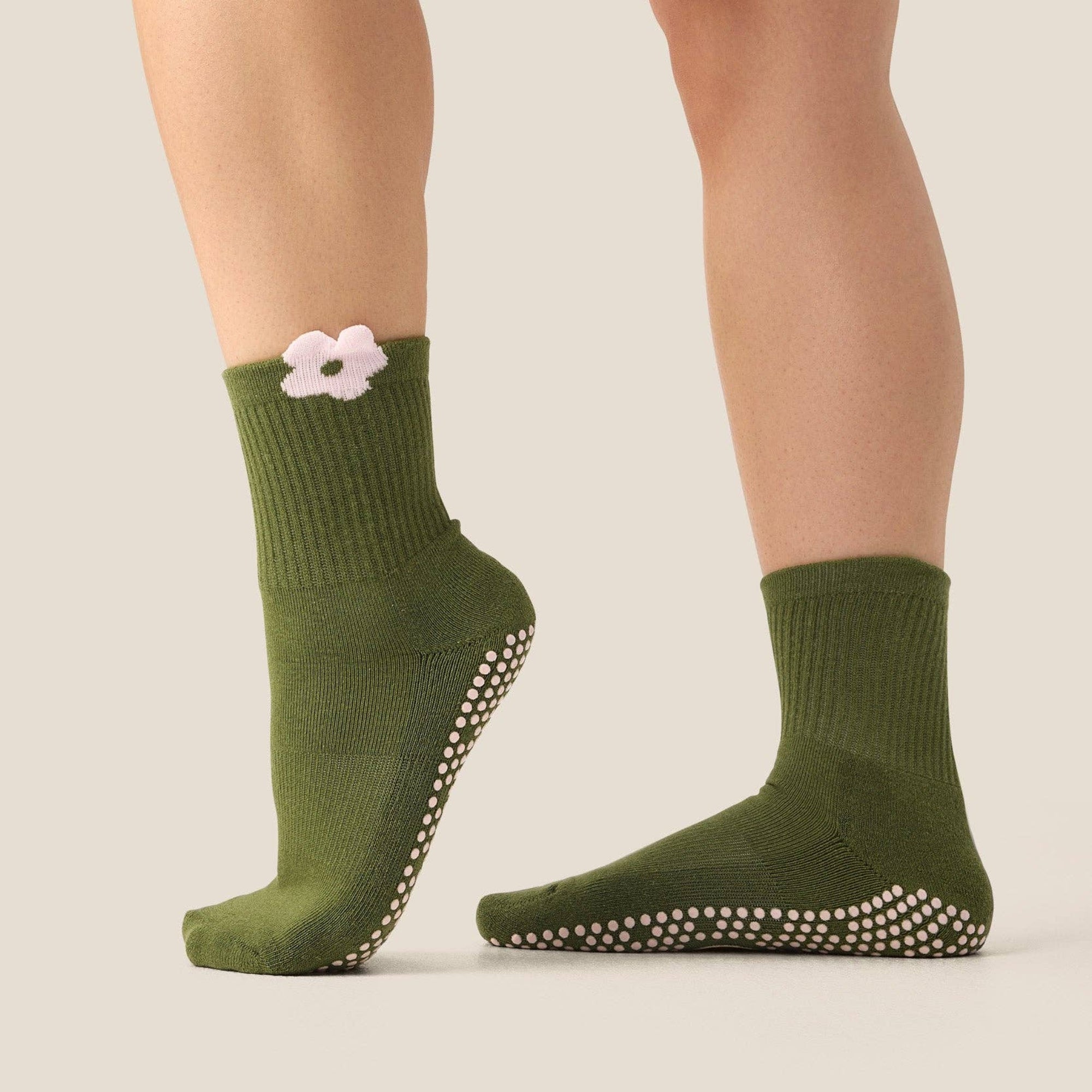 Crew Grip Socks Flower Patch Pine