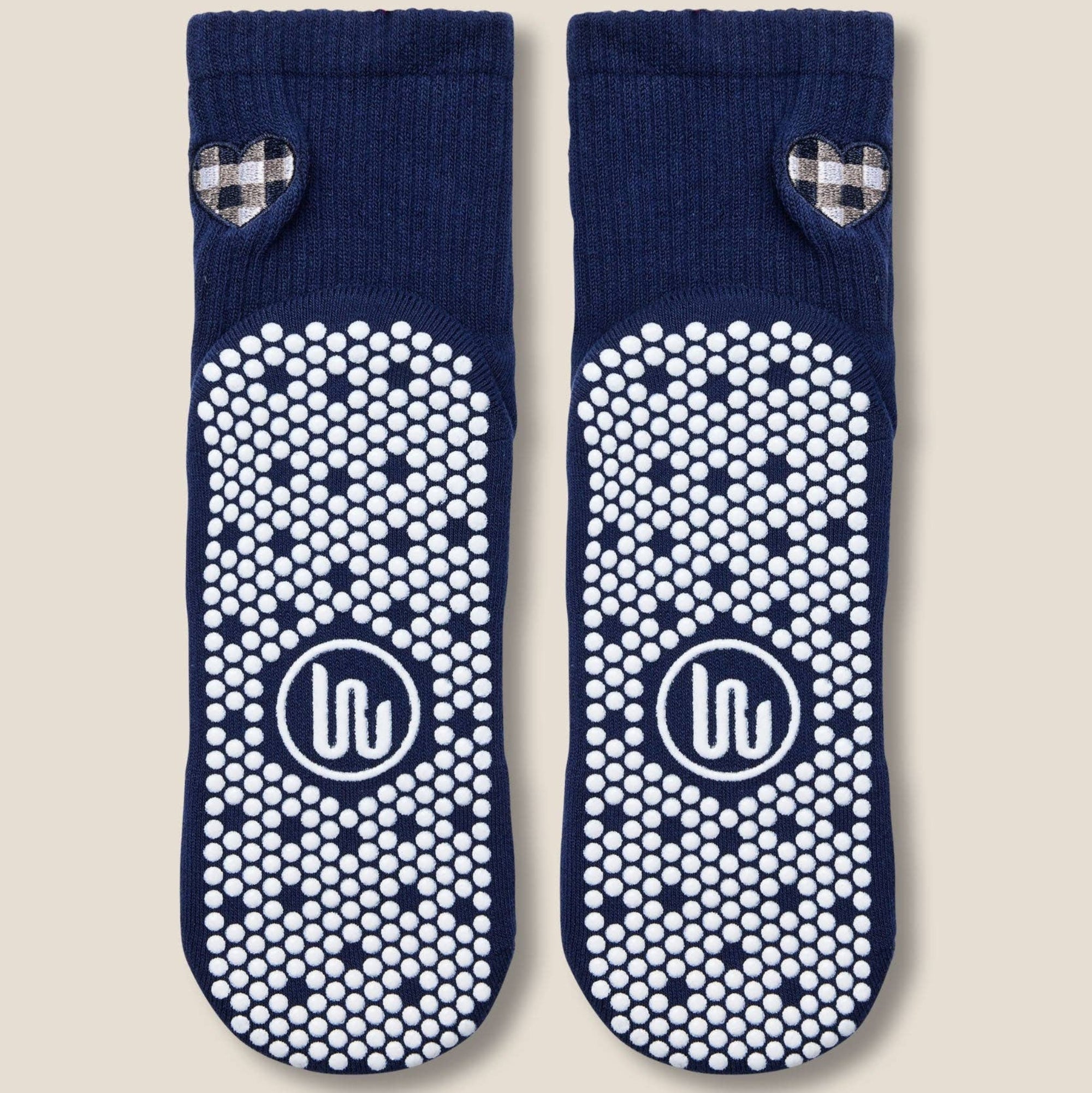 Crew Grip Socks Gingham Heart Navy