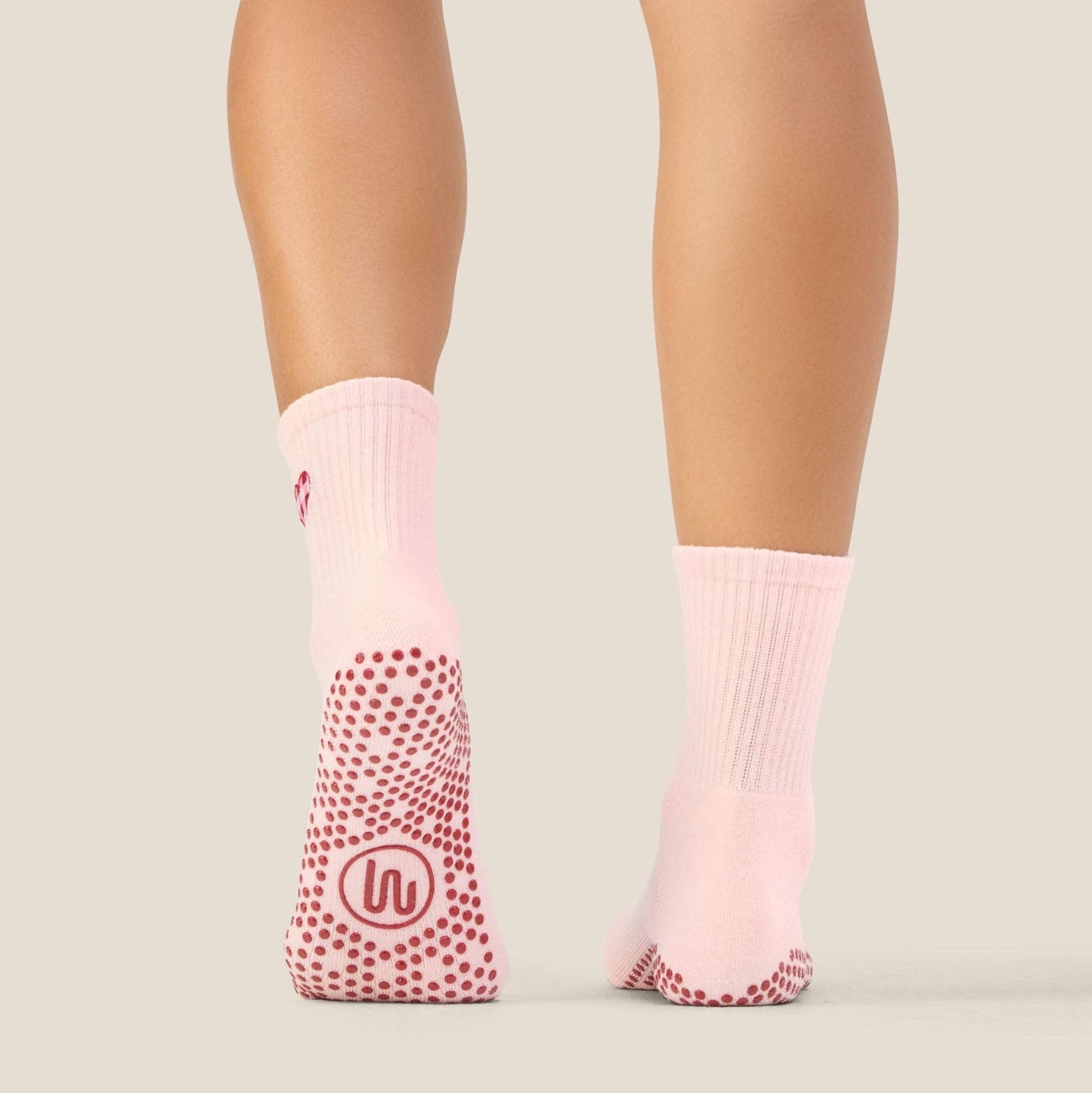 Crew Grip Socks Gingham Heart Pink