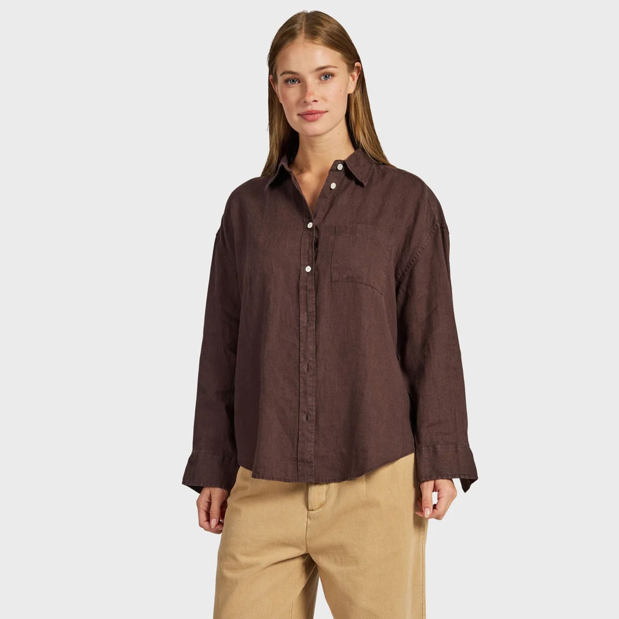 Women&#39;s Hampton Linen Long Sleeve Shirt
