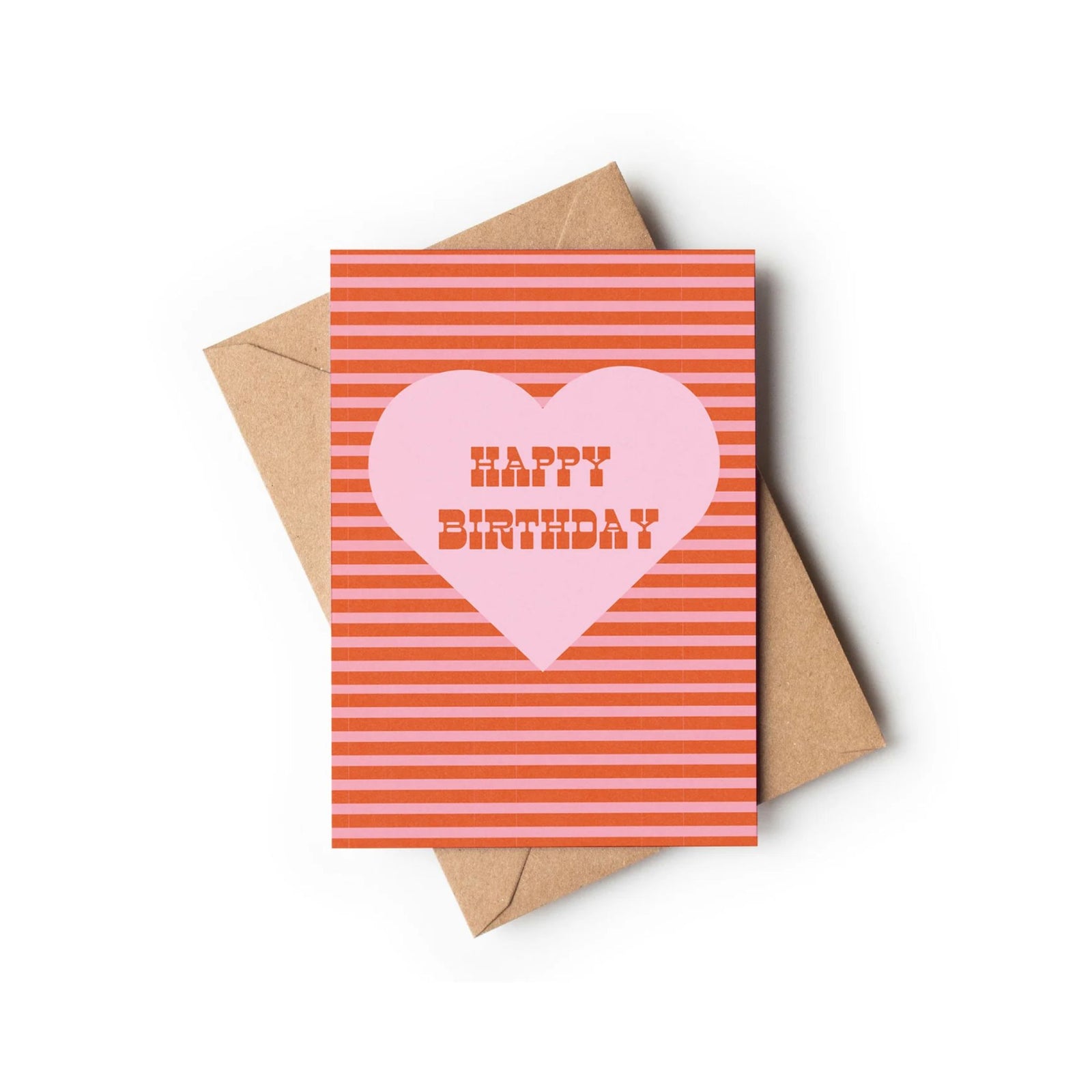 Greeting Card Happy Birthday Pink Stripe