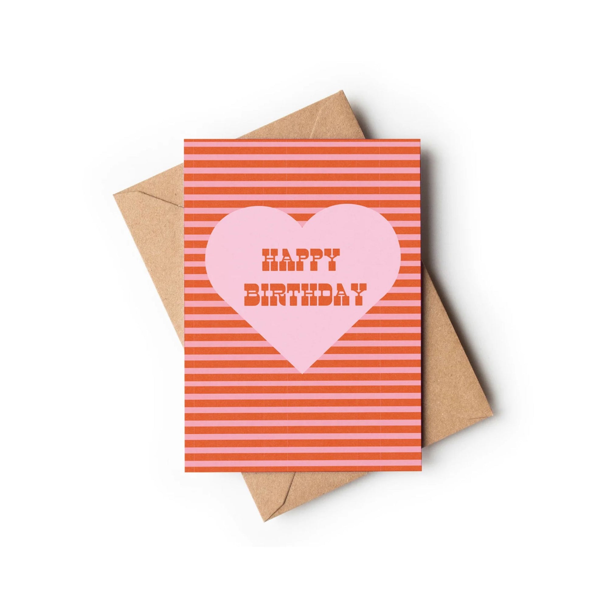 Greeting Card Happy Birthday Pink Stripe