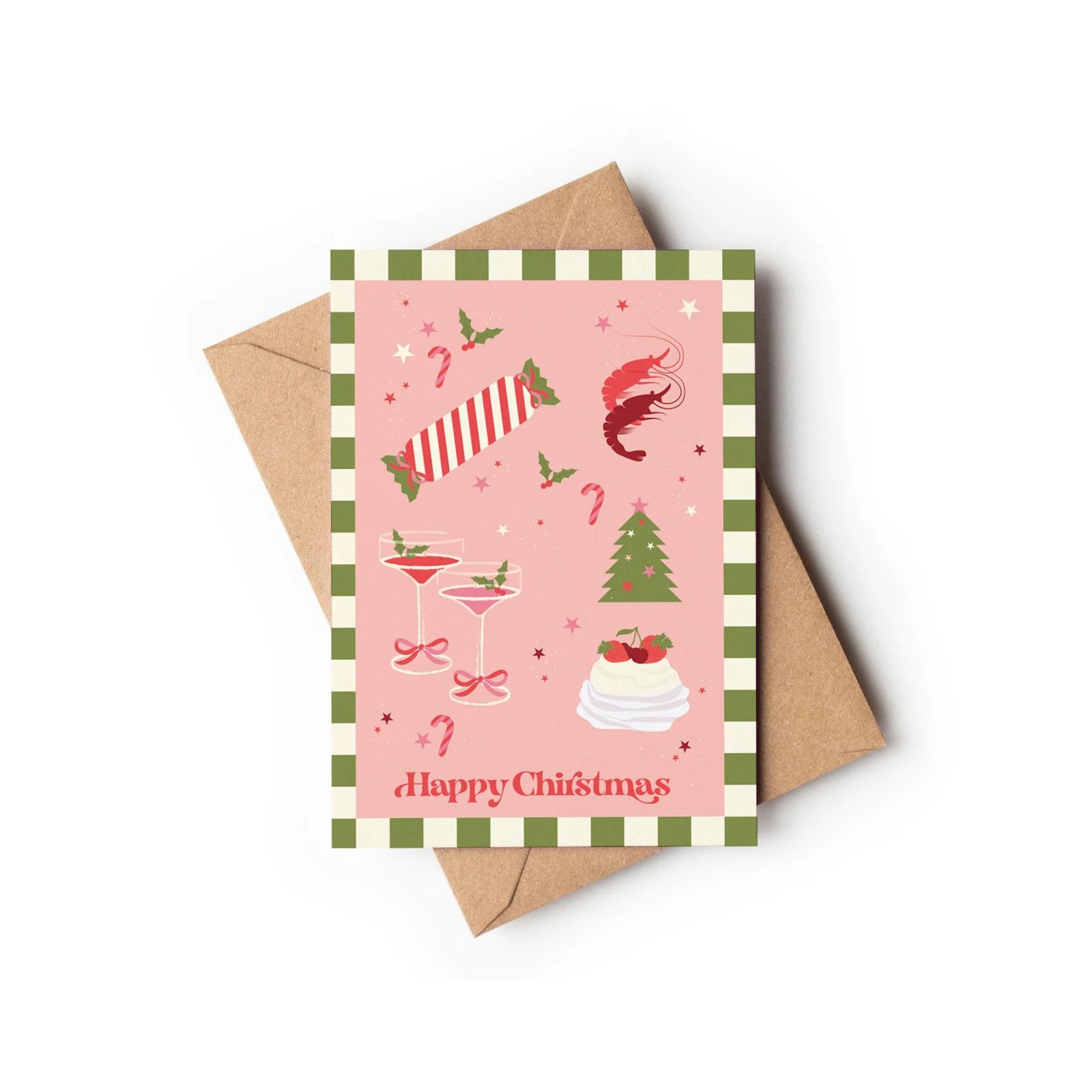 Greeting Card Happy Christmas Pink Things