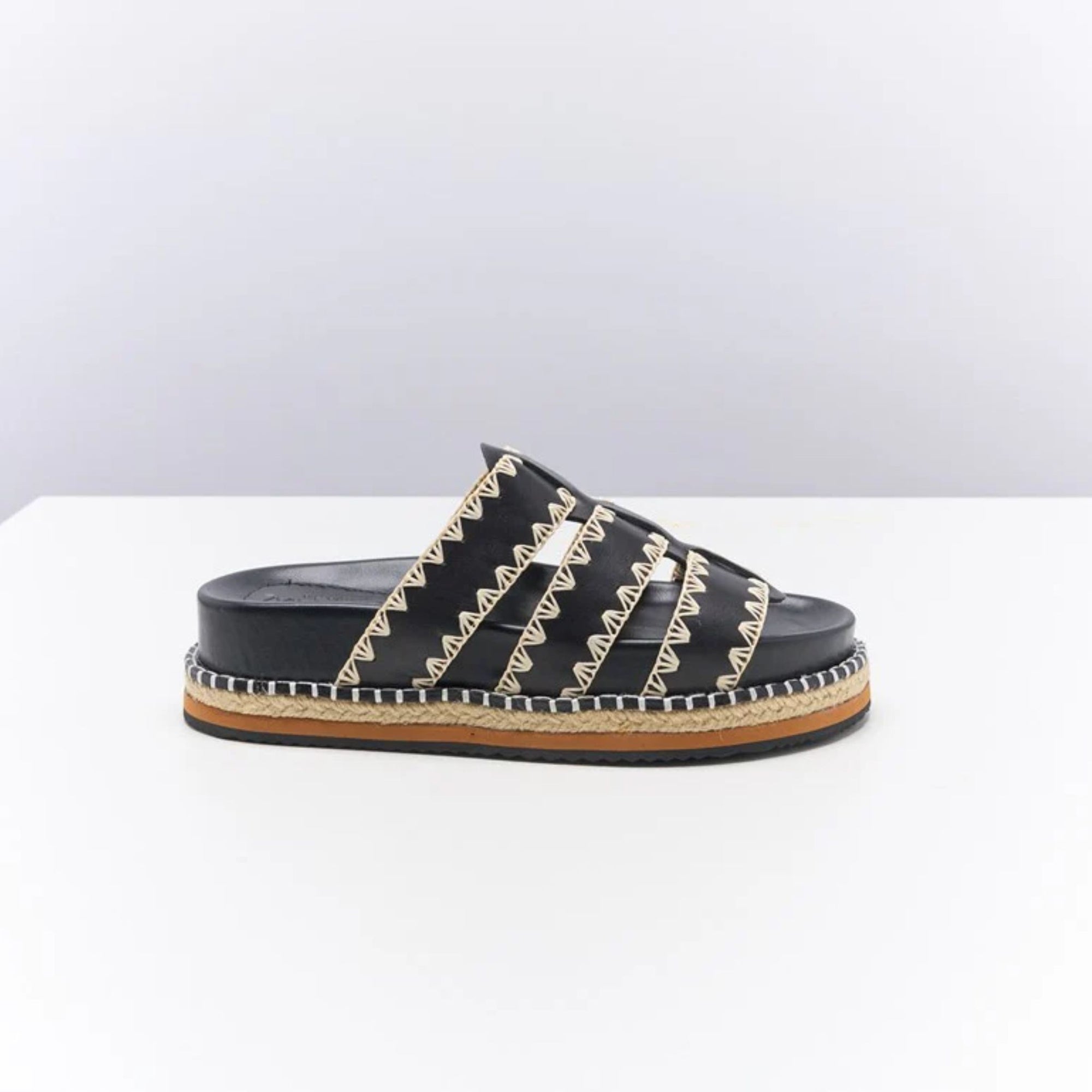 Iva Leather Slide Black