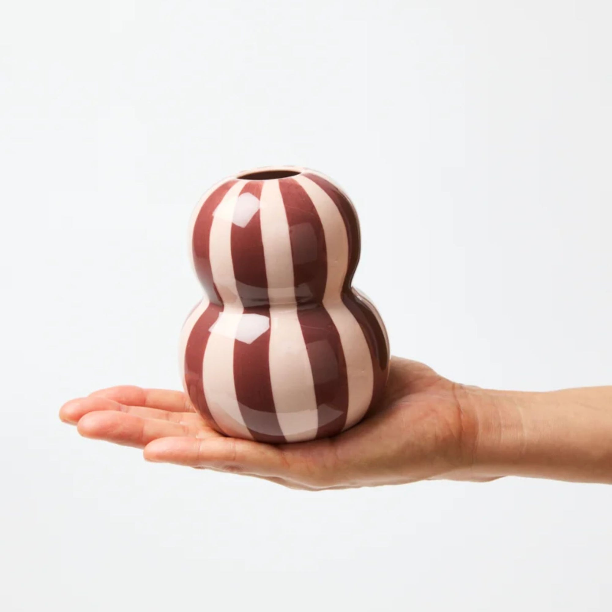 Fonda Vase Burgandy Stripe