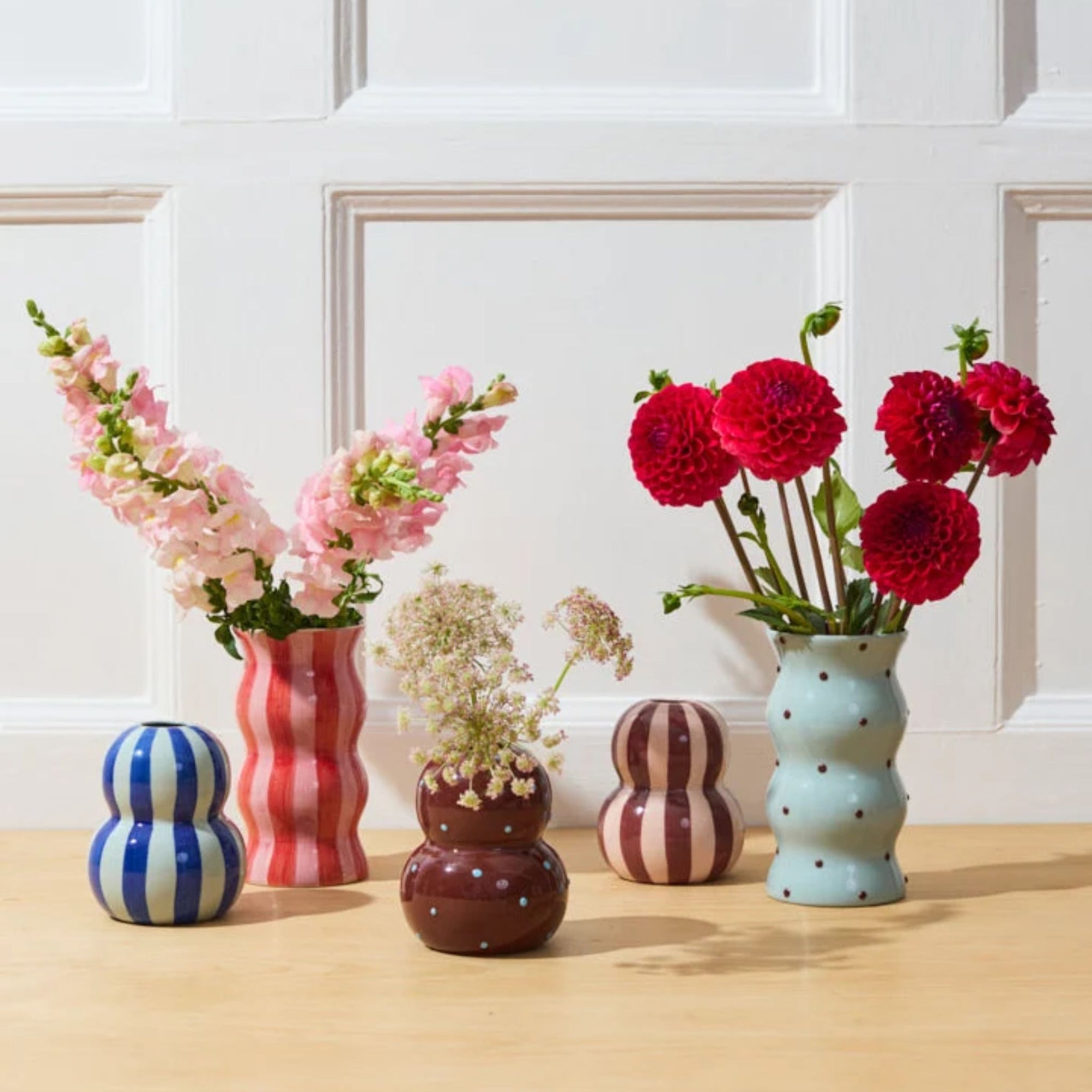 Fonda Vase Burgandy Stripe
