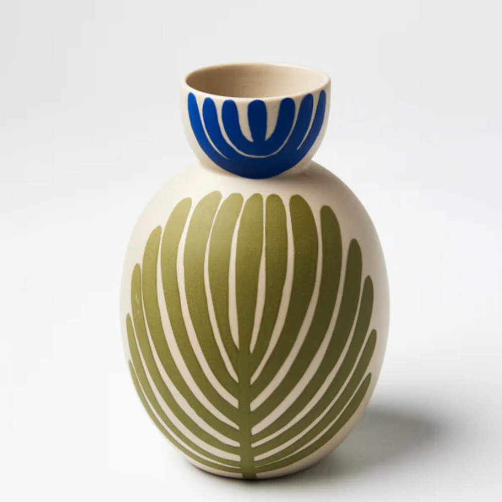 Round Olive Fan Happy Vase