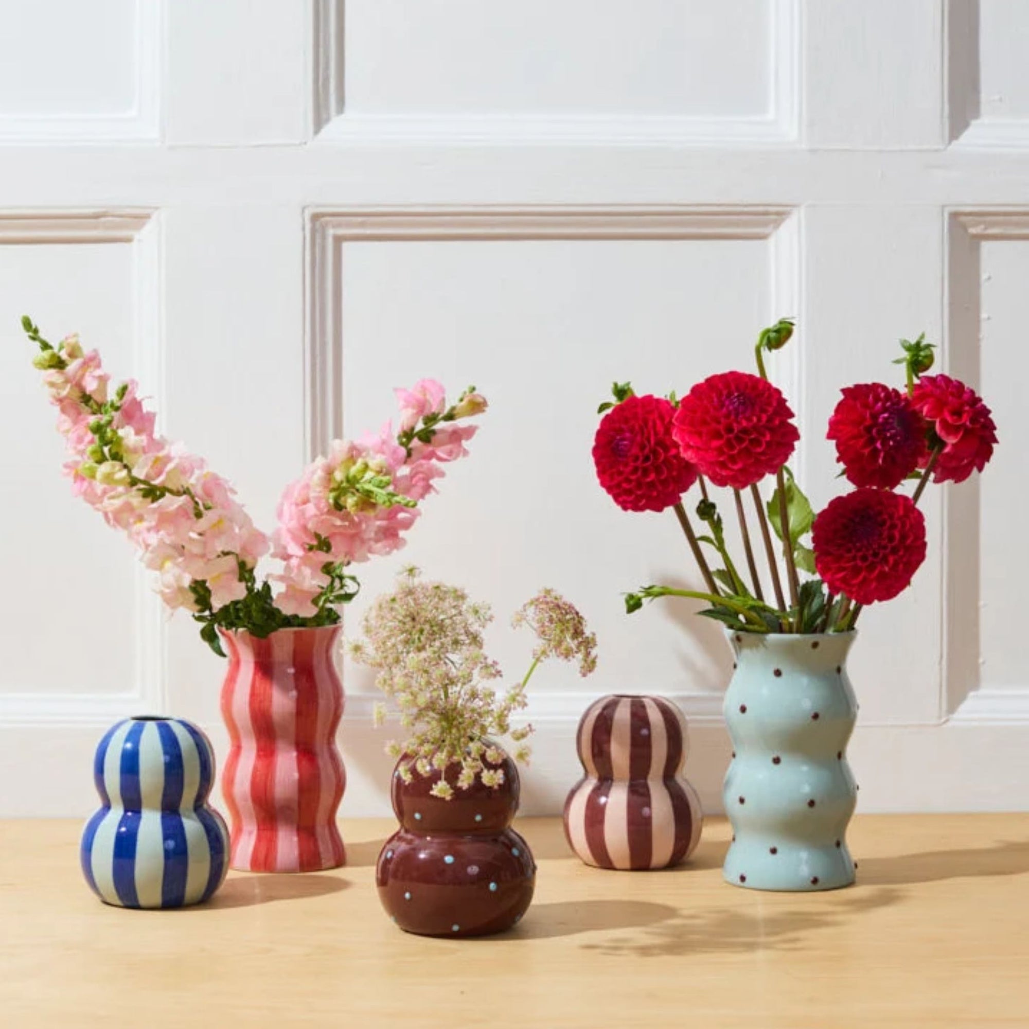 Palma Vase Blue Brown Dotty