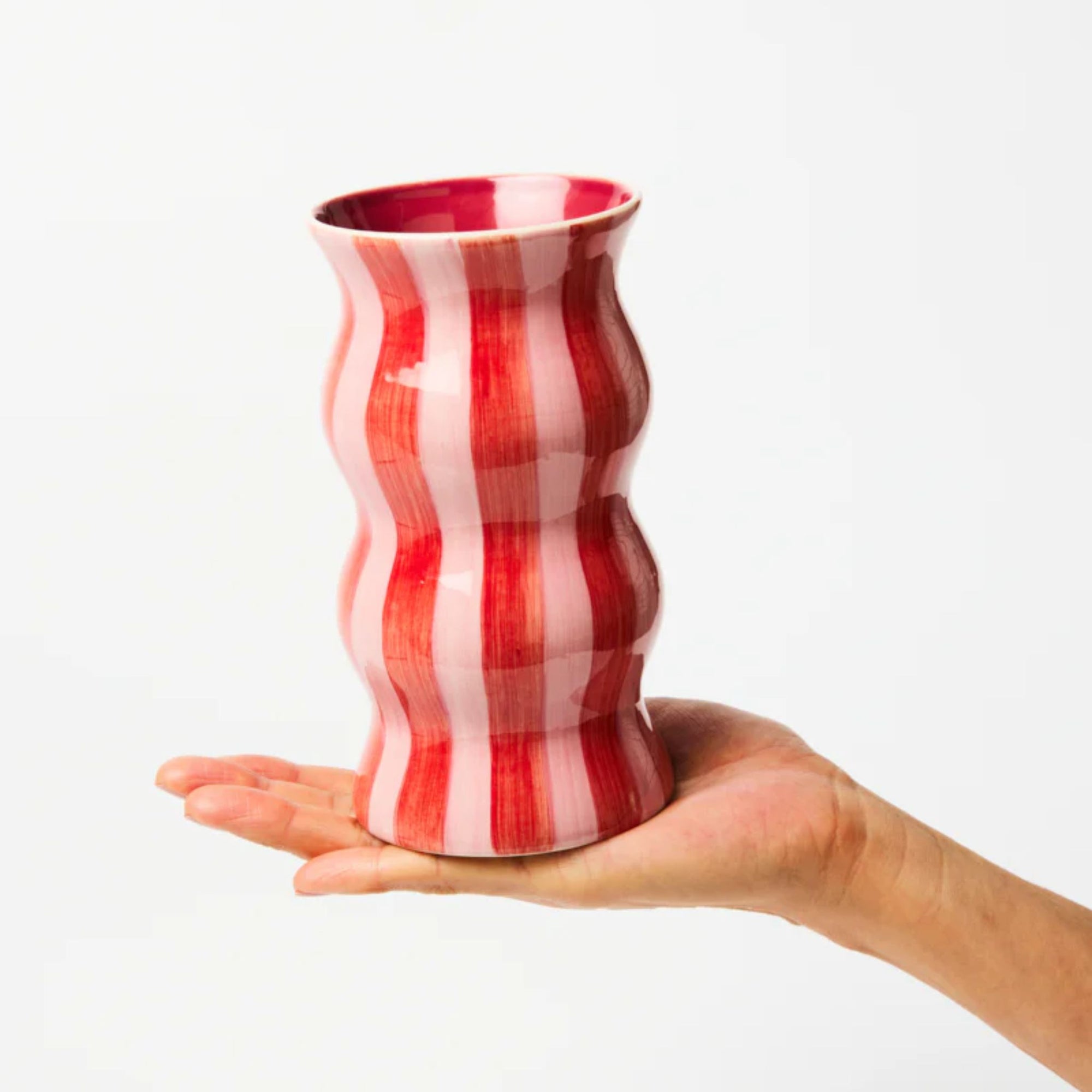 Palma Vase Red Pink Stripe