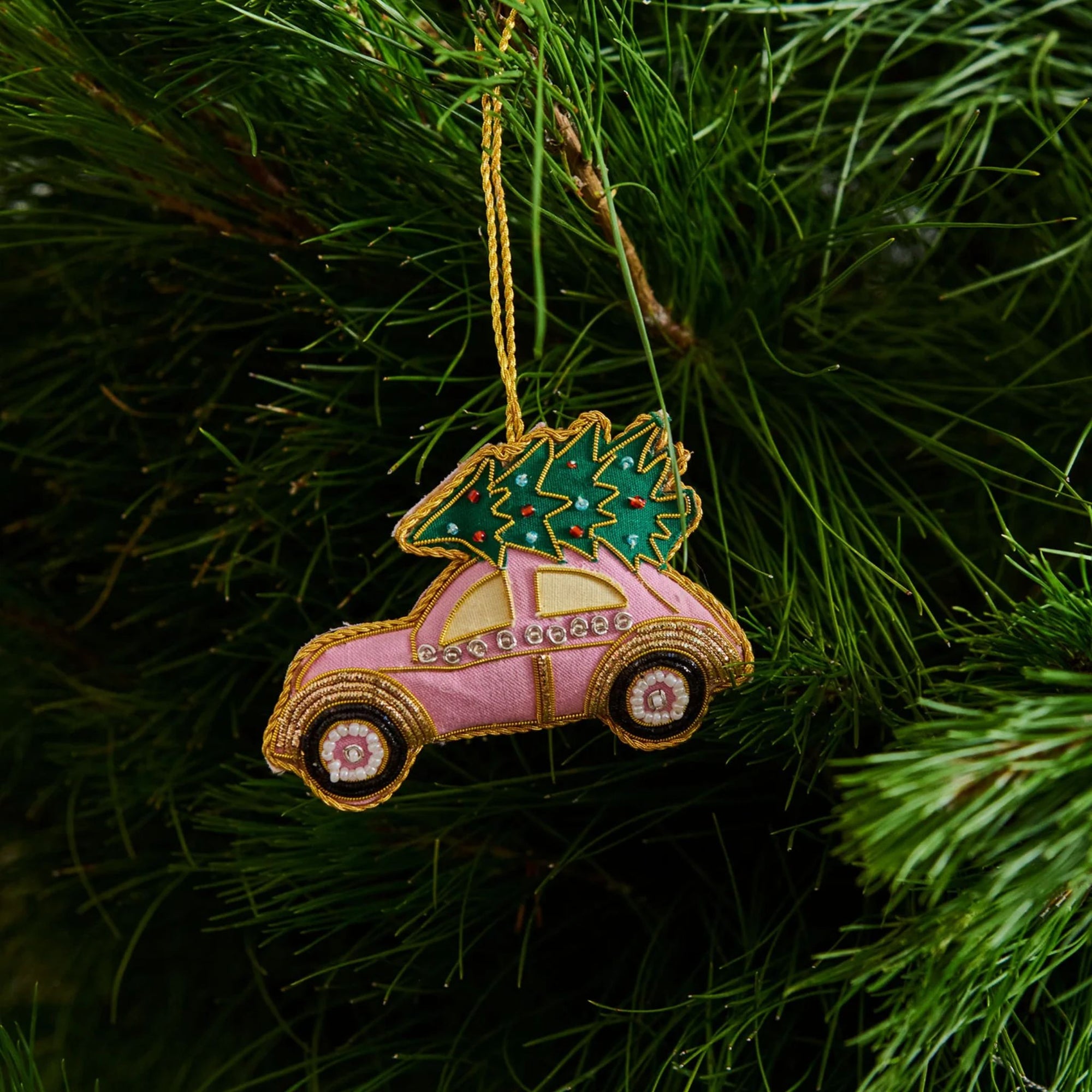 Festive Pink Car Sequin Decoration