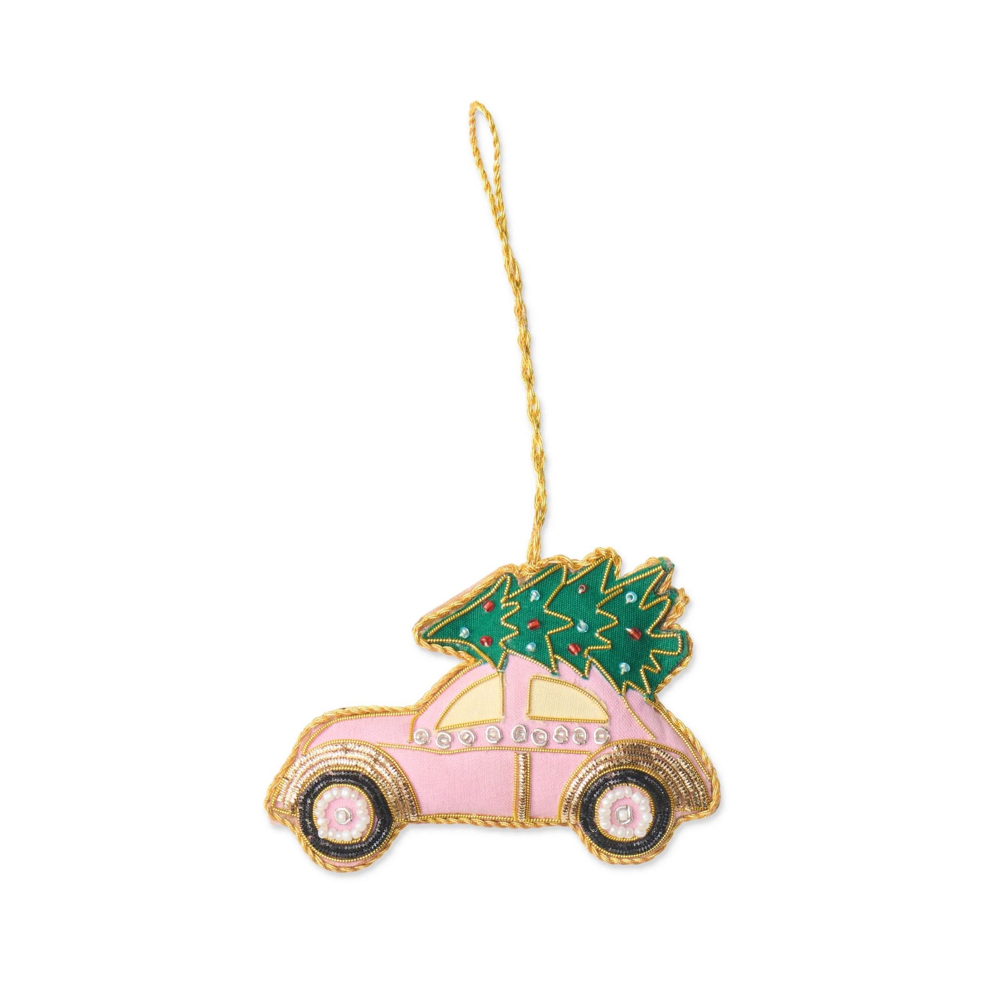 Festive Pink Car Sequin Decoration