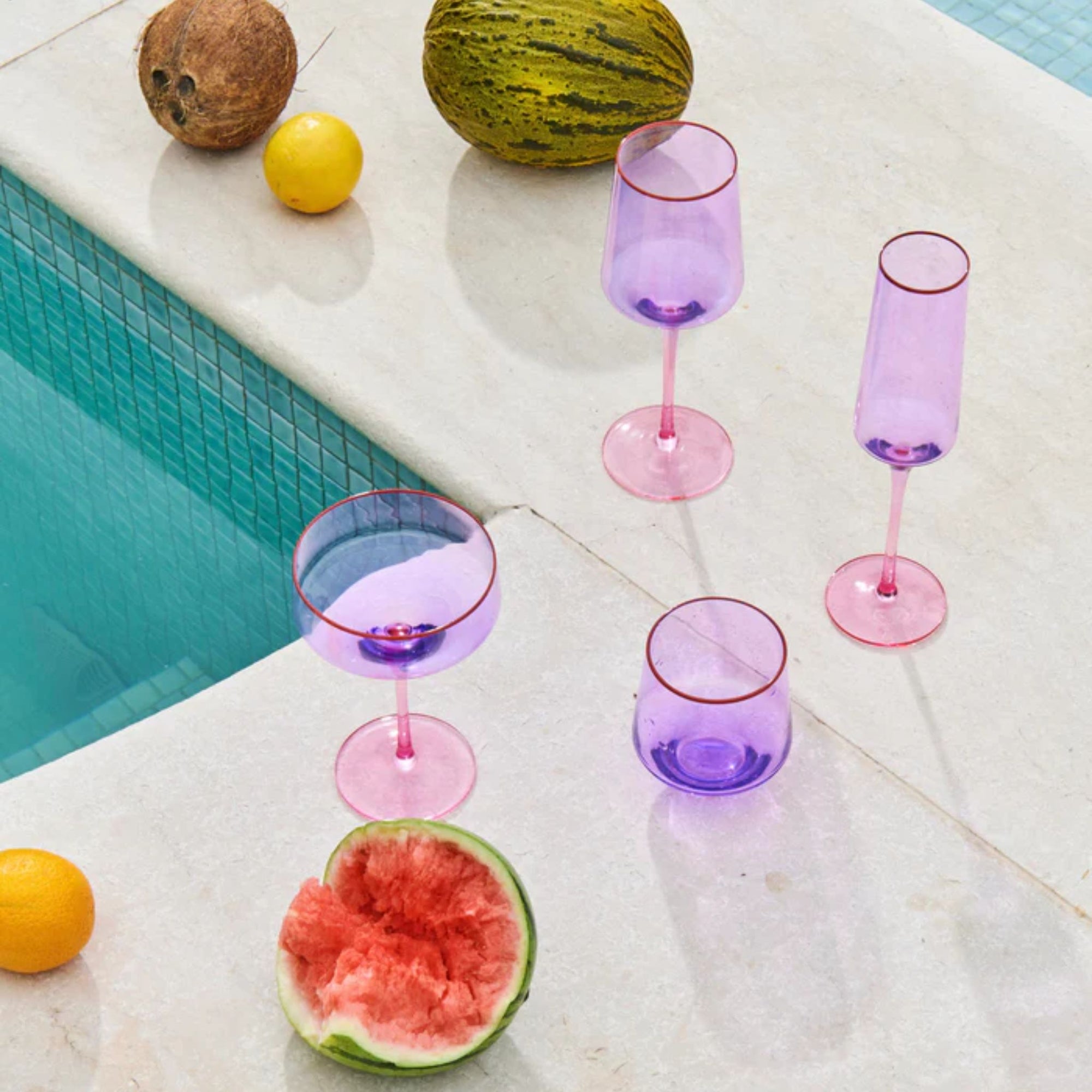 Lilac Block Margarita Glass Set