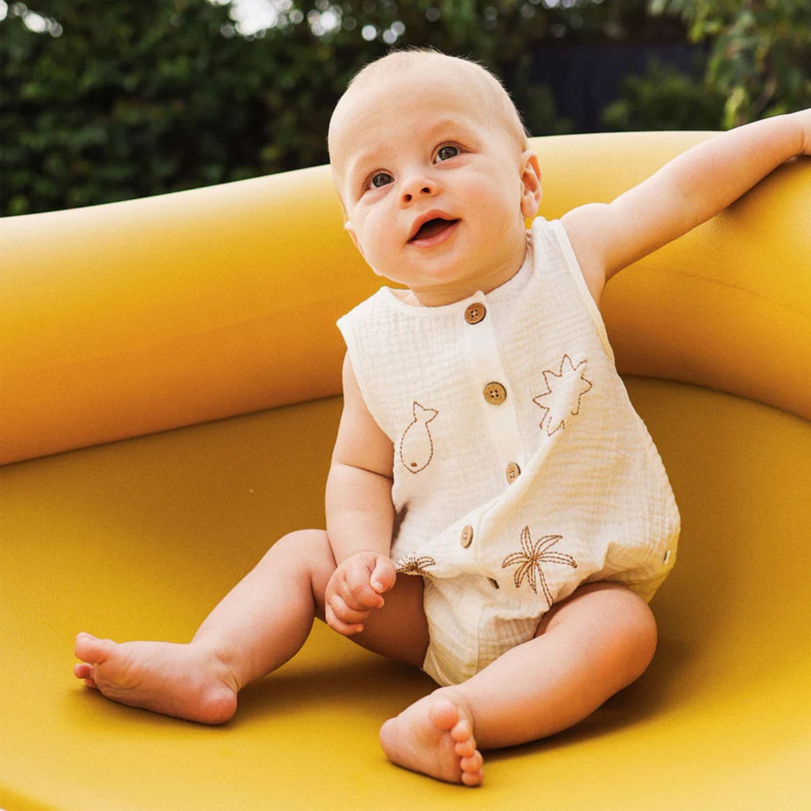 Coconut Embroidered Romper