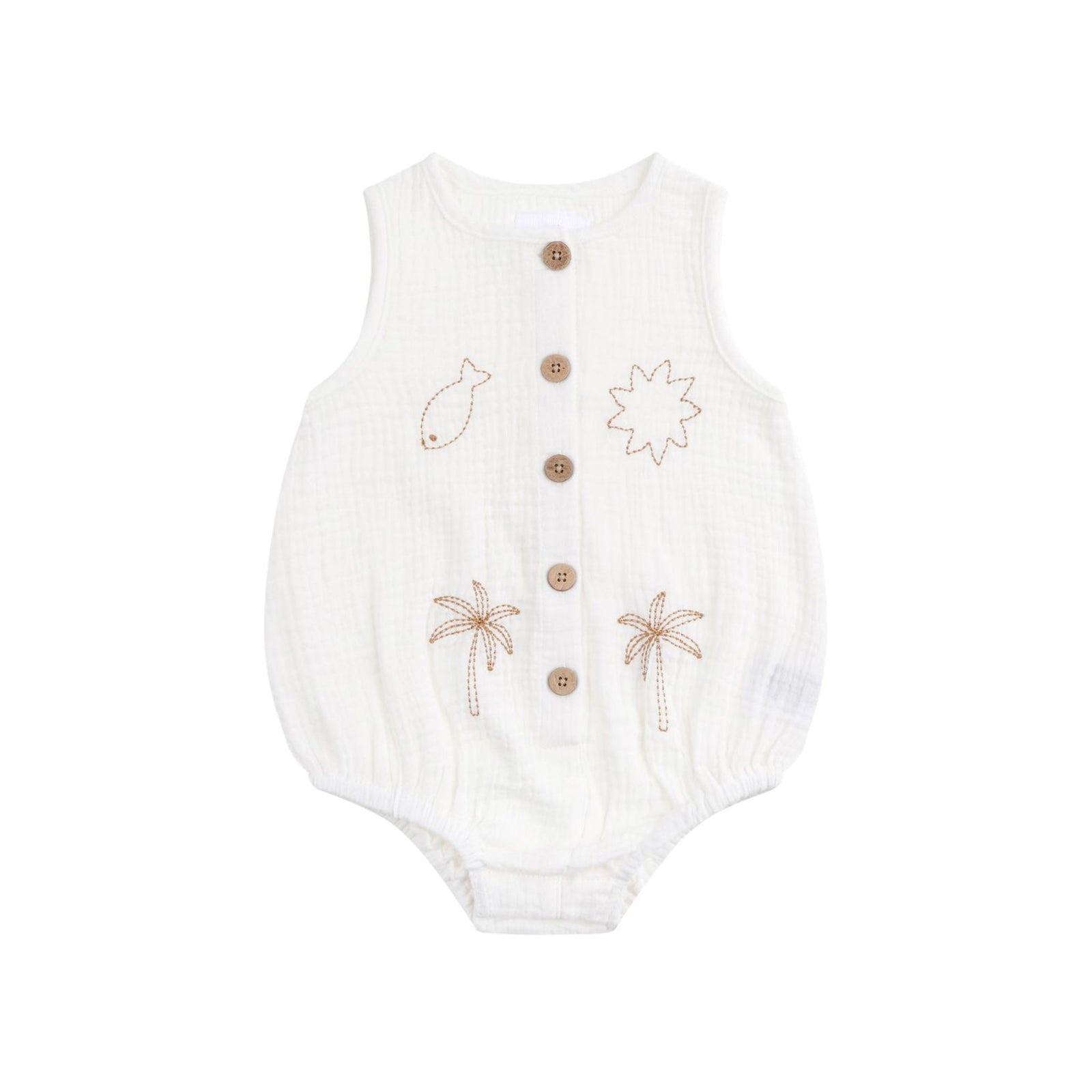 Coconut Embroidered Romper