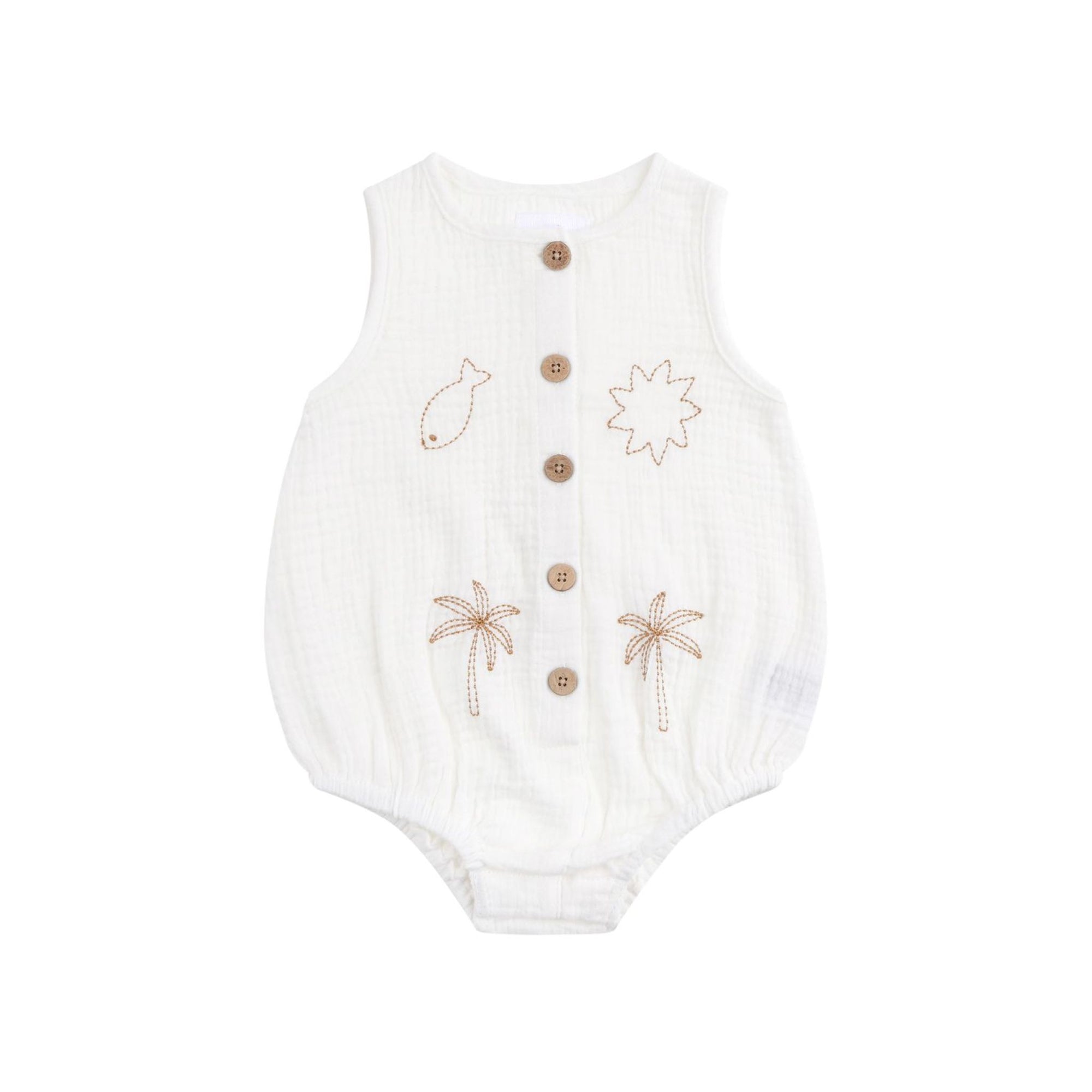 Coconut Embroidered Romper