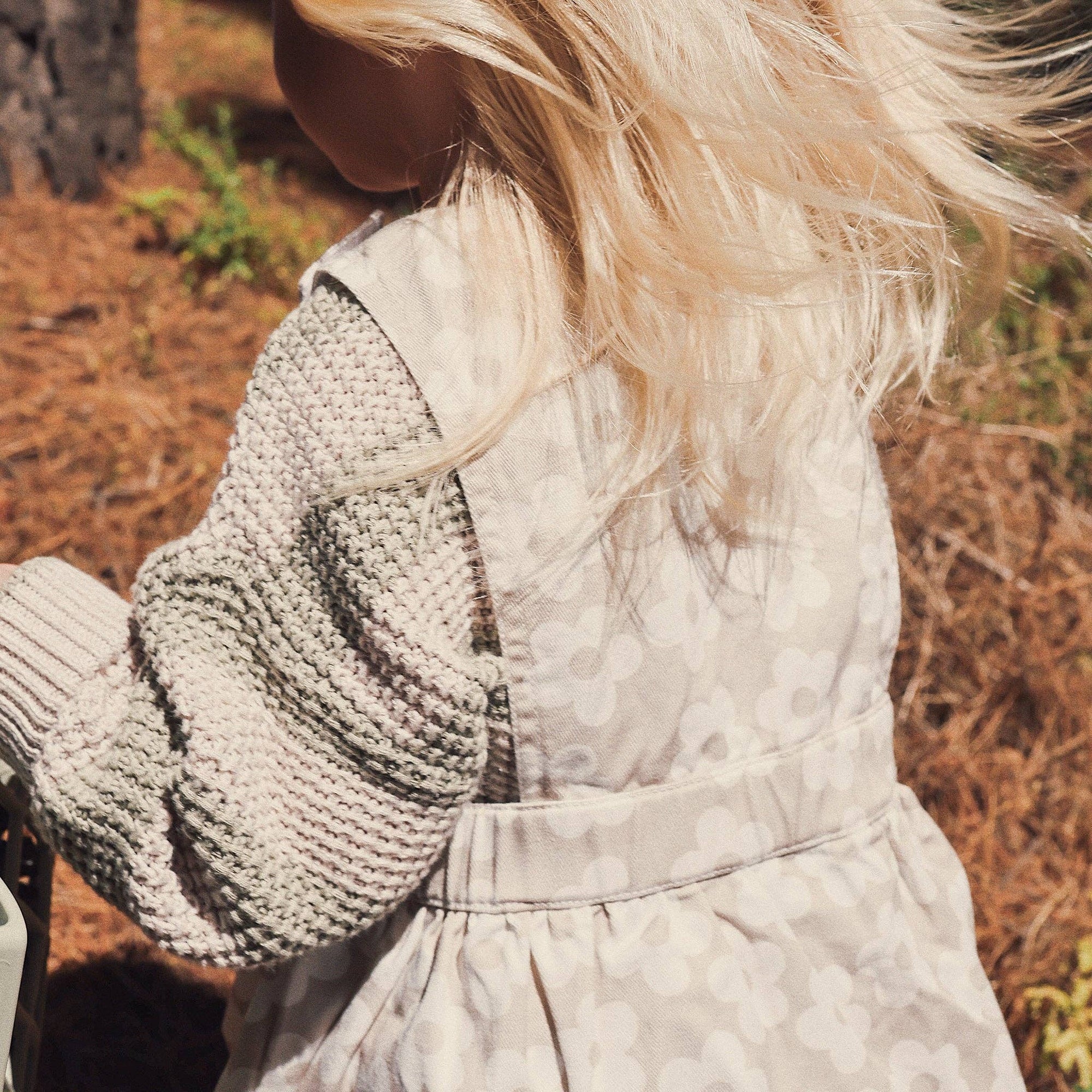 Neutral Flower Denim Pinafore