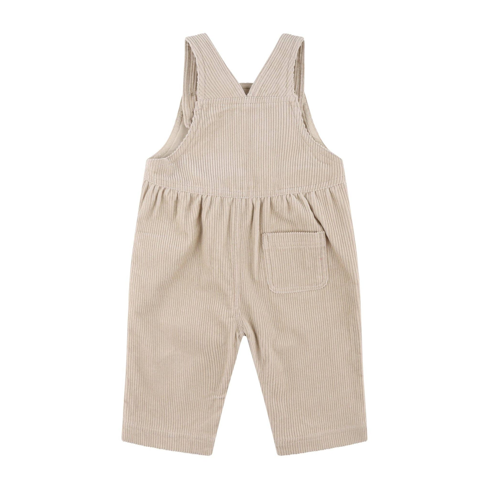 Beige ribbed overalls on a white background