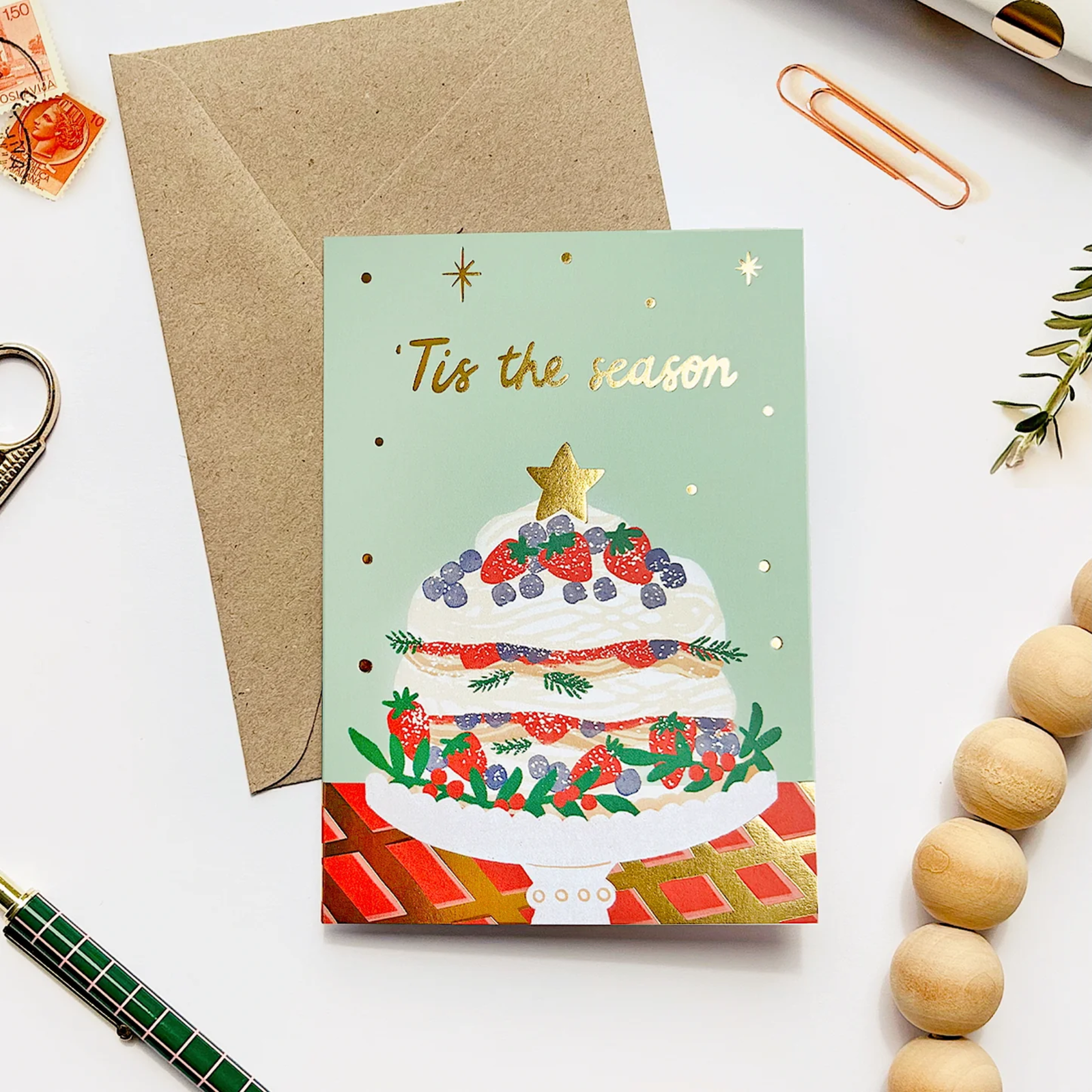 Pavlova Gold Foil Christmas Greeting Card