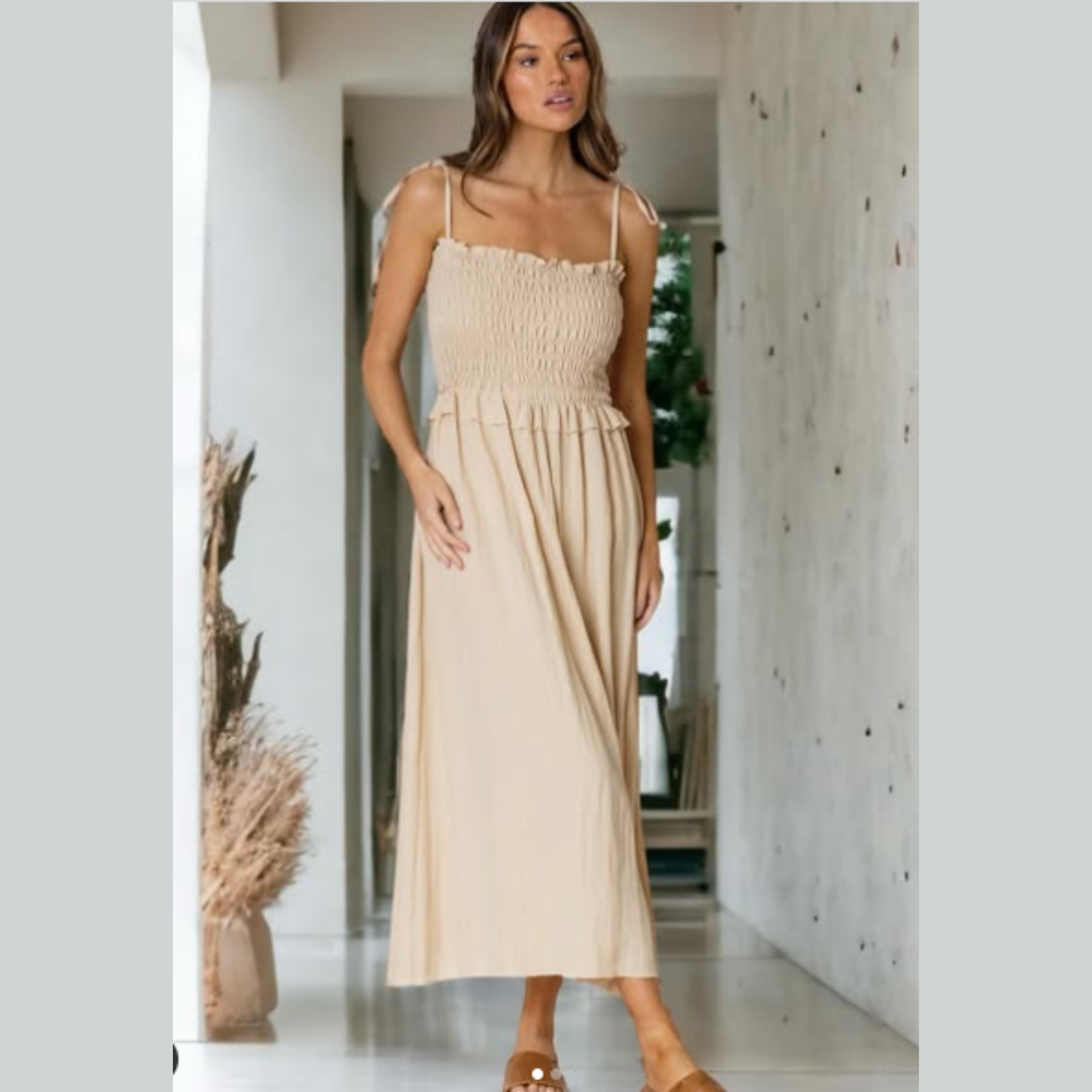 Astrid Shirred Midi Dress Astrid Shirred Midi Dress
