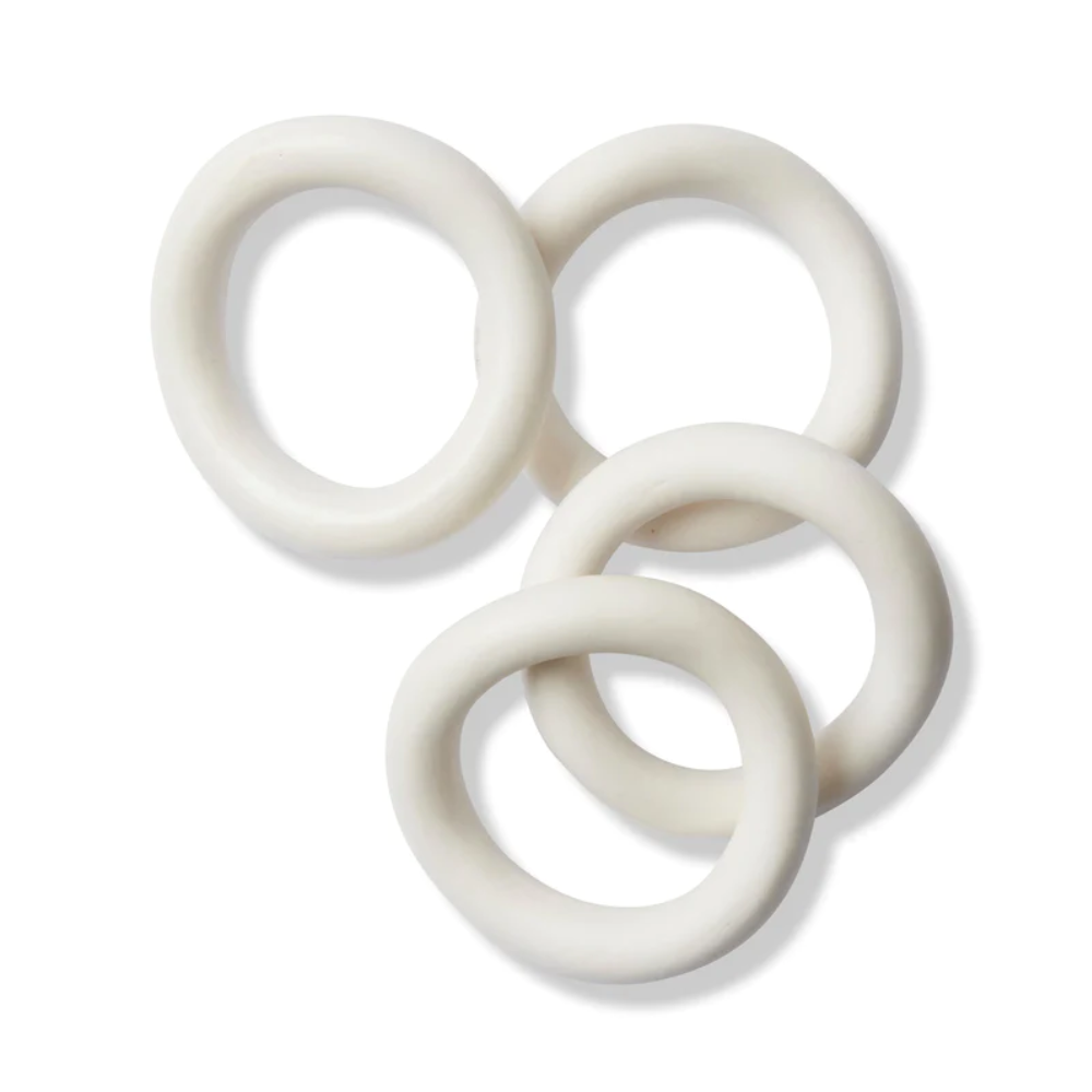 Ceramic White Napkin Ring Set