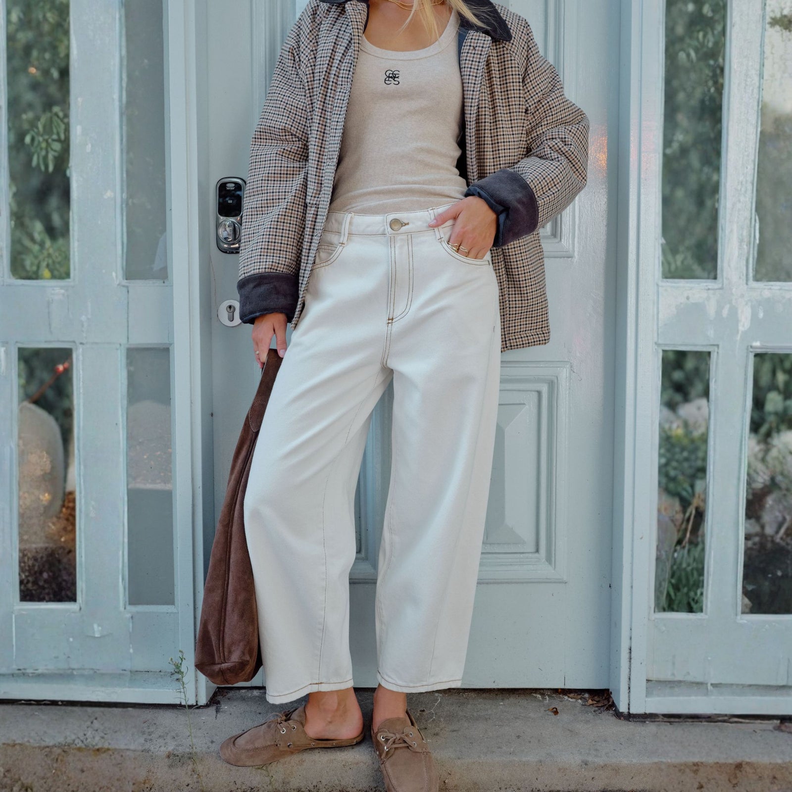 Maggie Tapered Barrel Jean Fresh Ecru