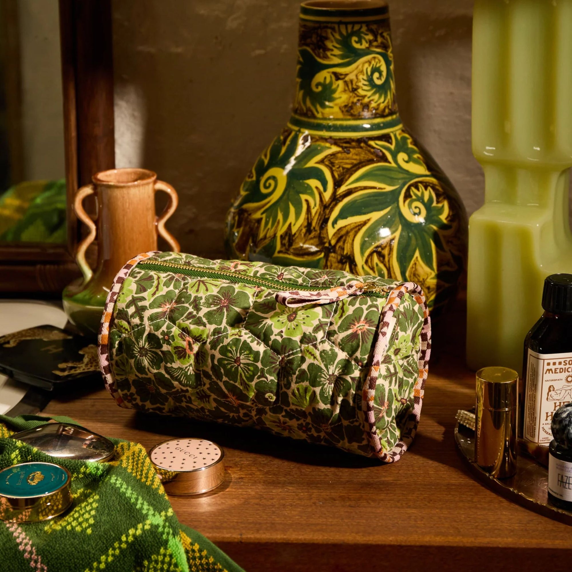 Magnolia Makeup Bag Cactus Green