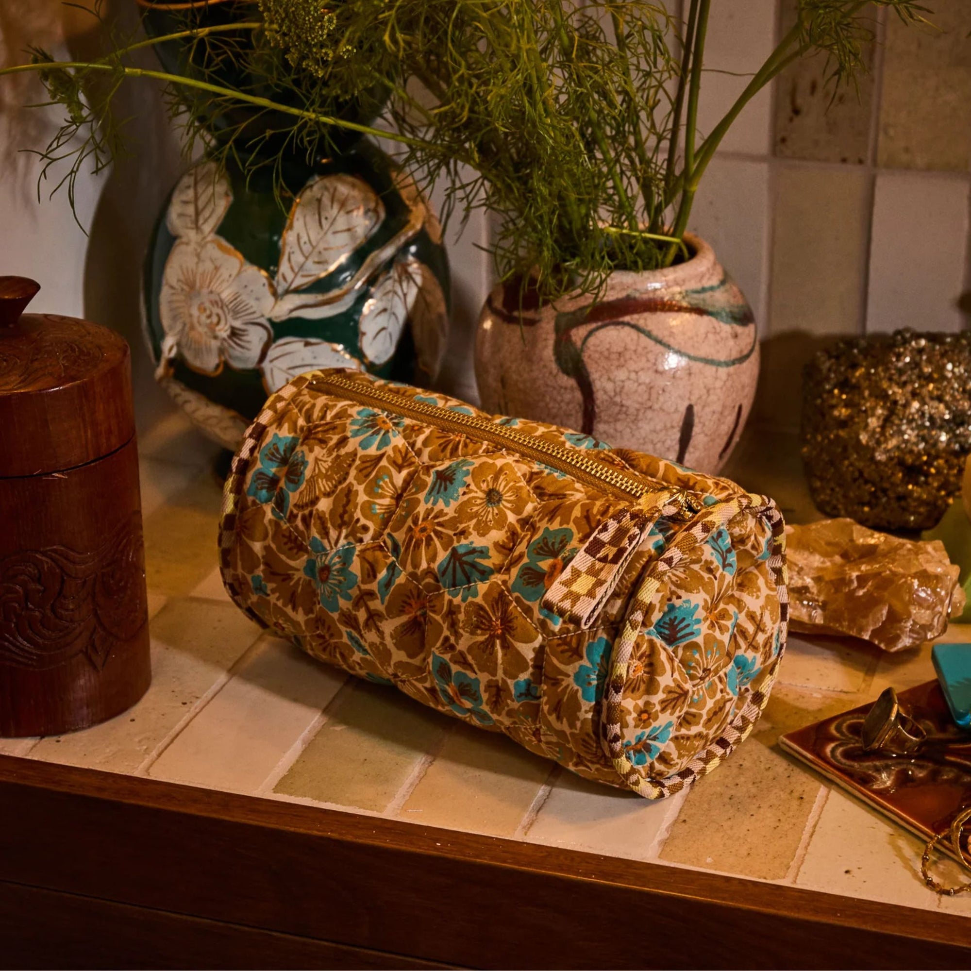 Magnolia Makeup Bag Turquoise