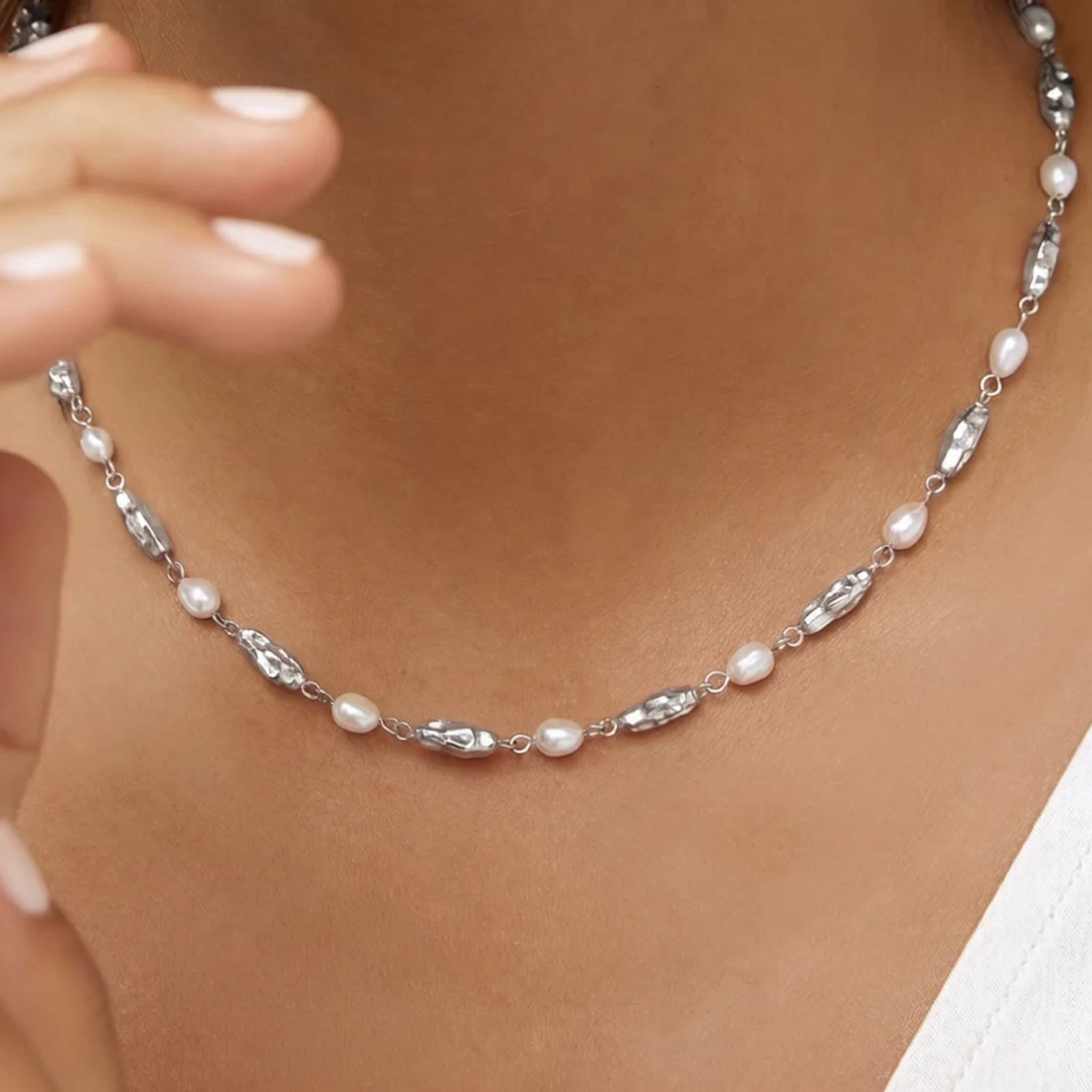 Mimi Pearl and Silver Necklace