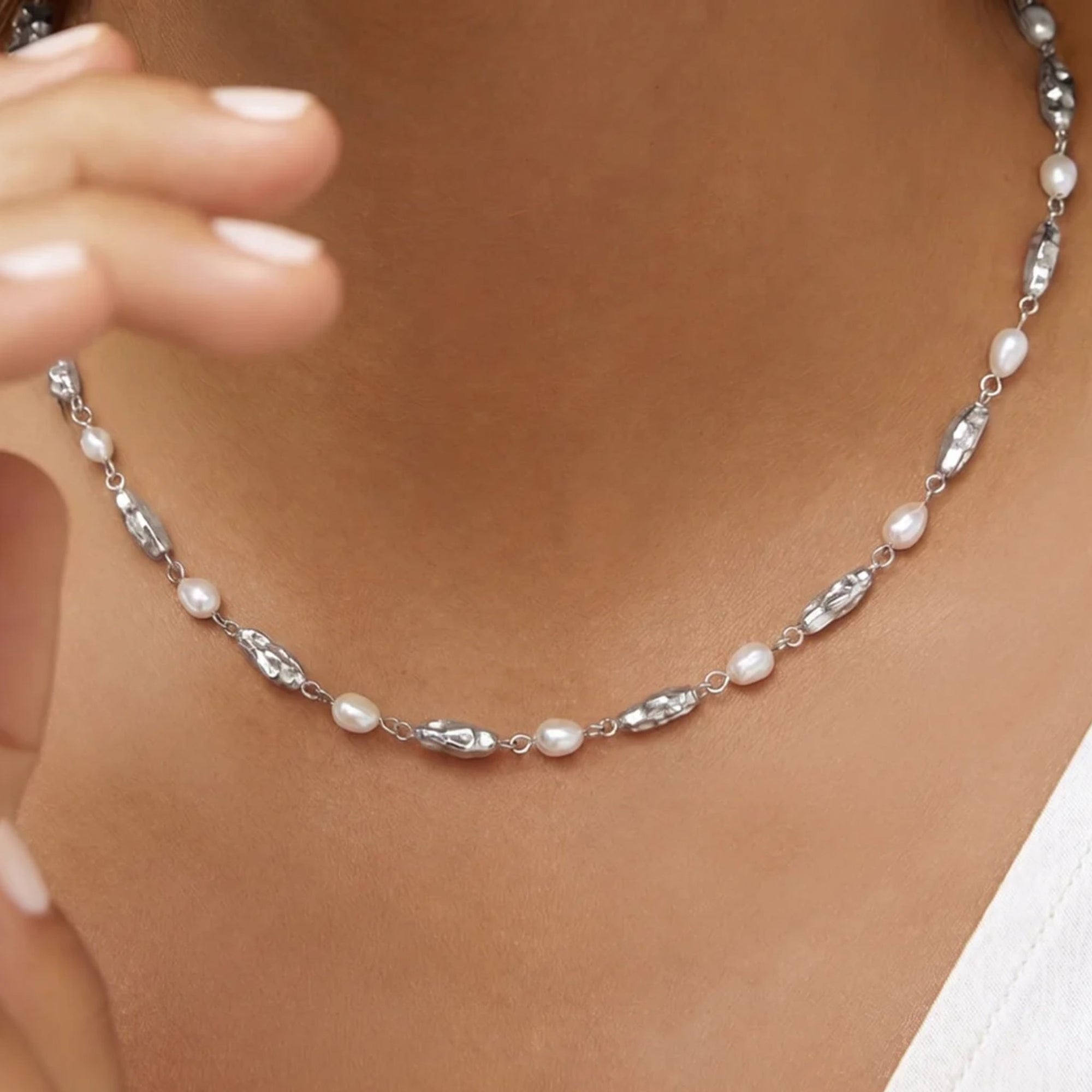 Mimi Pearl and Silver Necklace