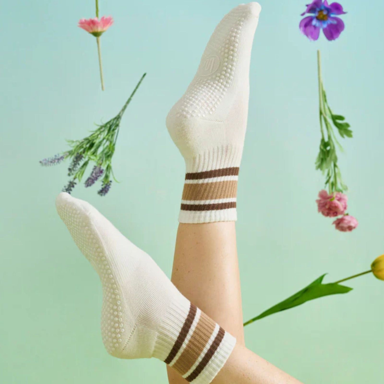 Harvest Stripe Crew Non Slip Grip Socks