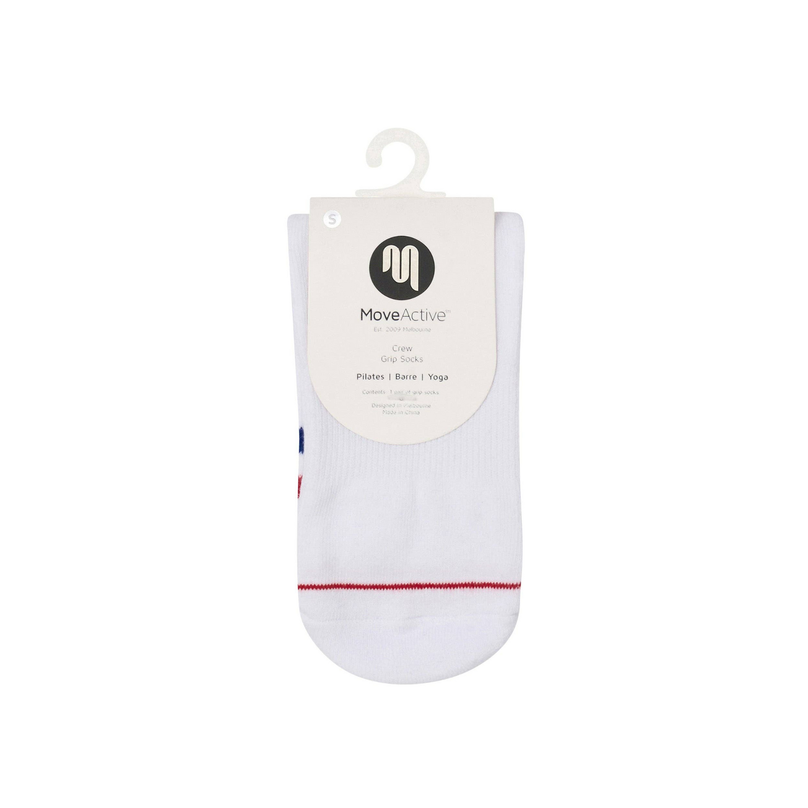 Polo Stripe White Crew Non Slip Grip Socks