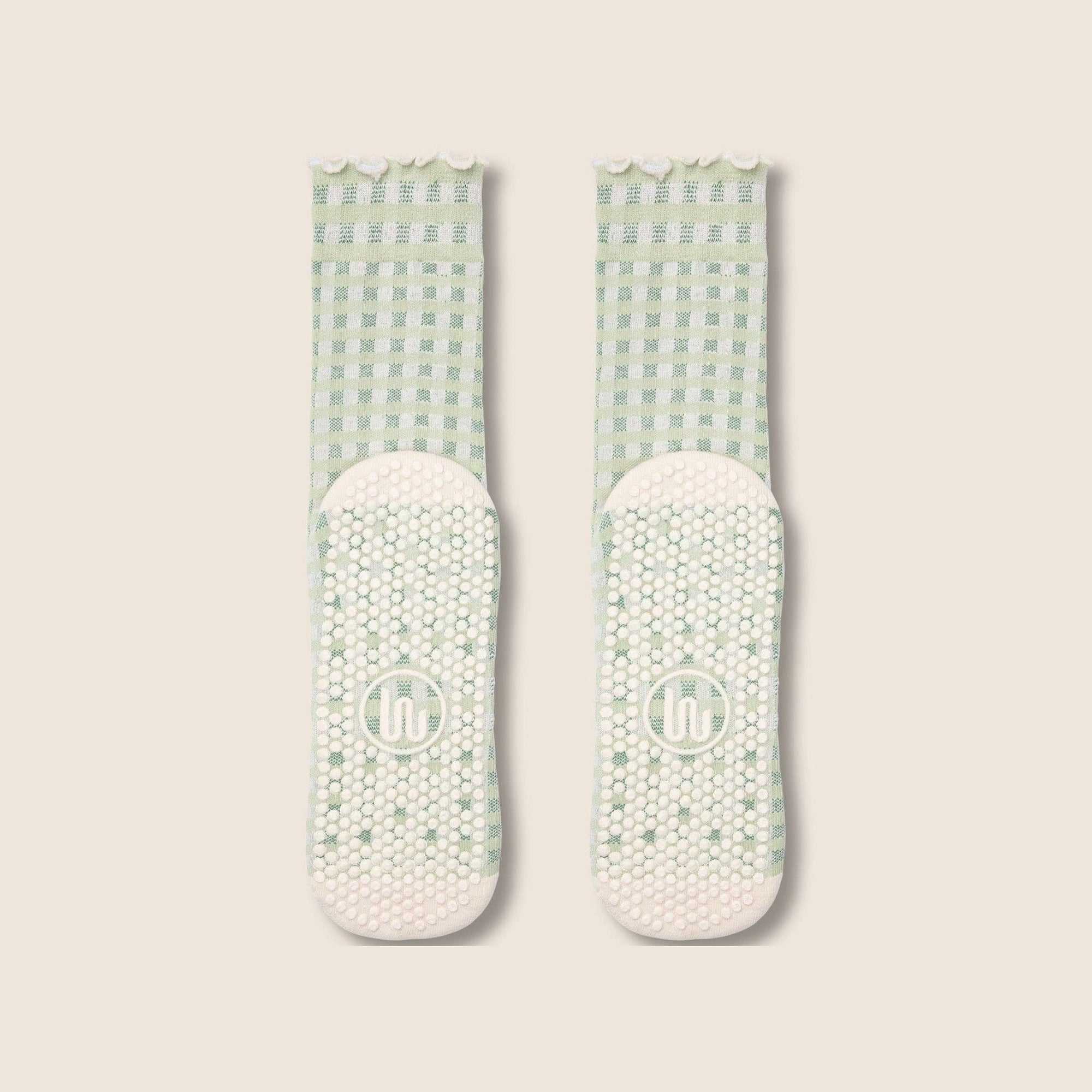 Crew Grip Socks Gingham Frill Mint