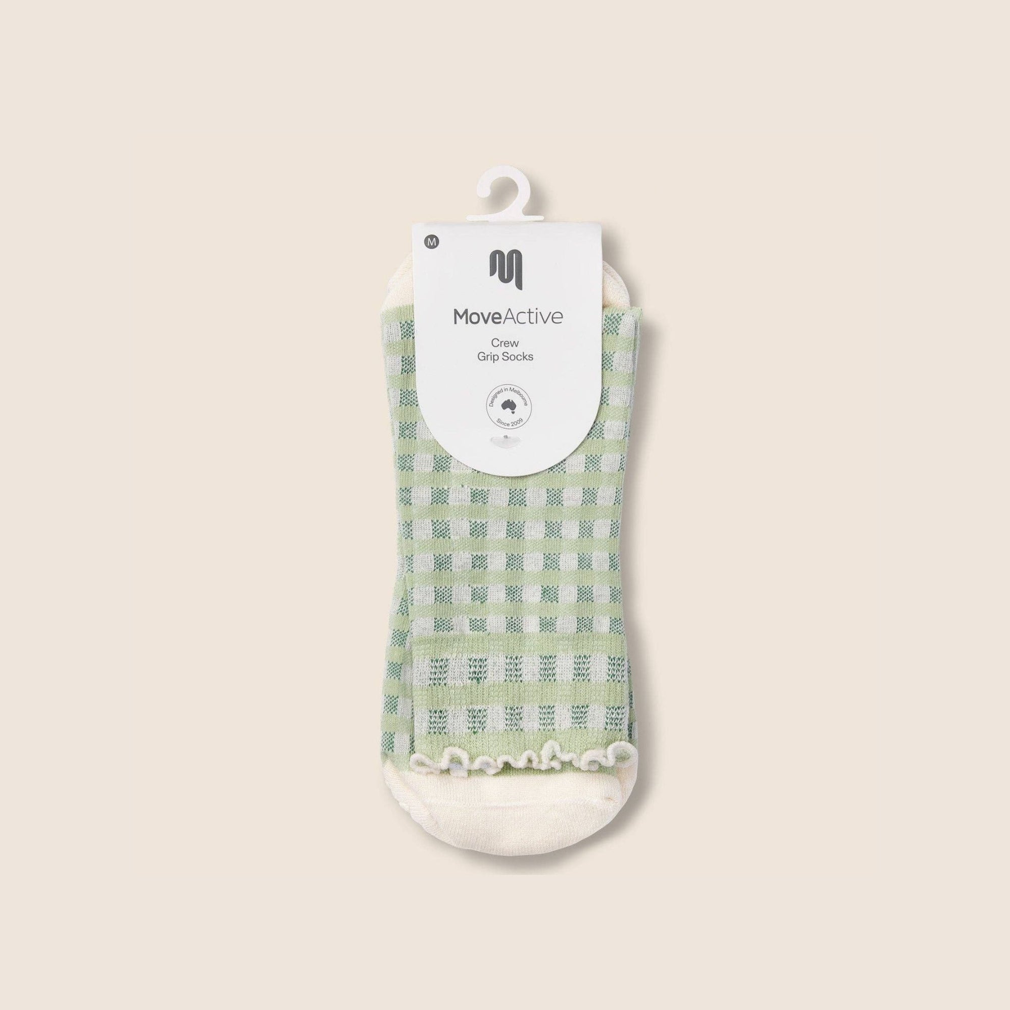 Crew Grip Socks Gingham Frill Mint