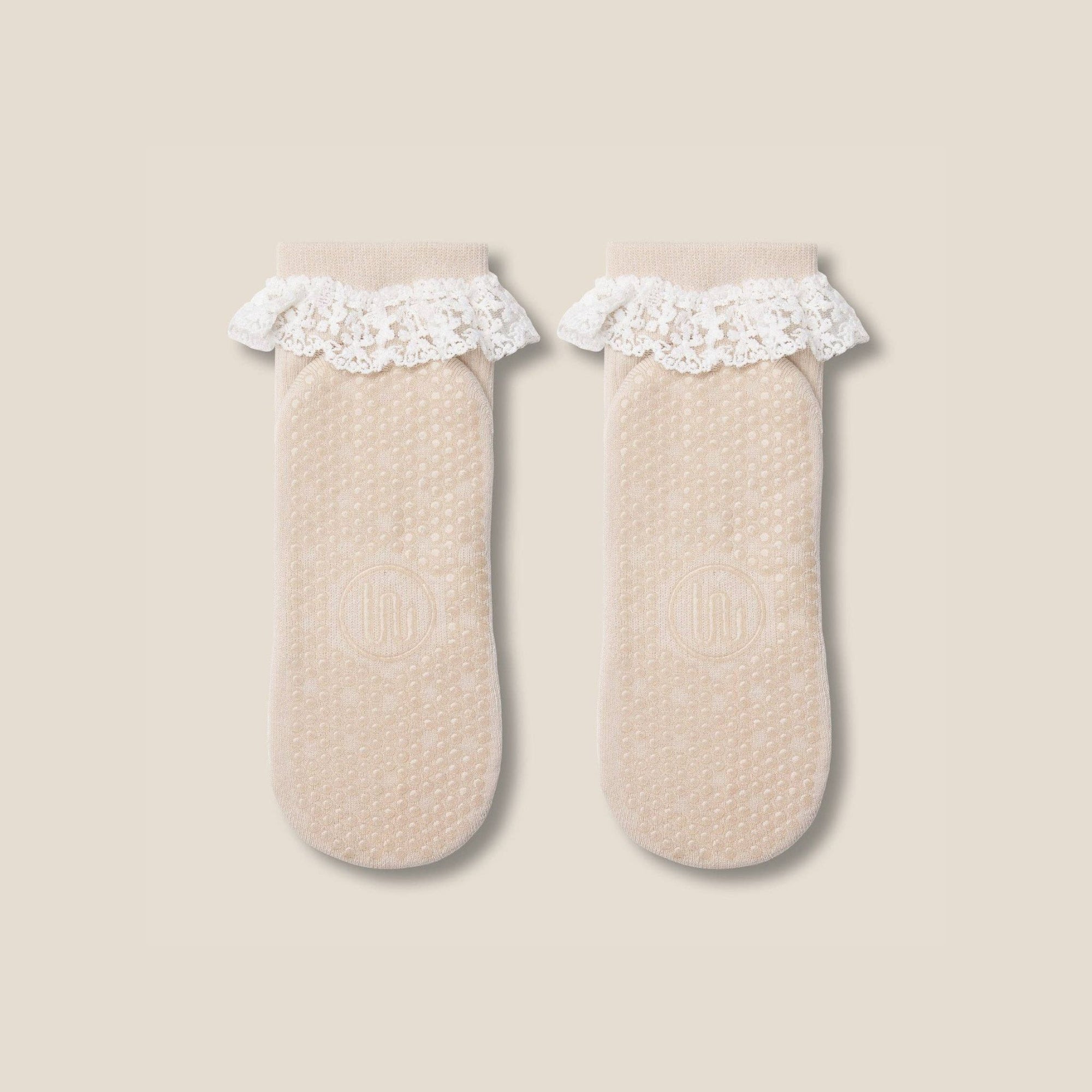 Quarter Crew Grip Socks Lovers Lace Oat