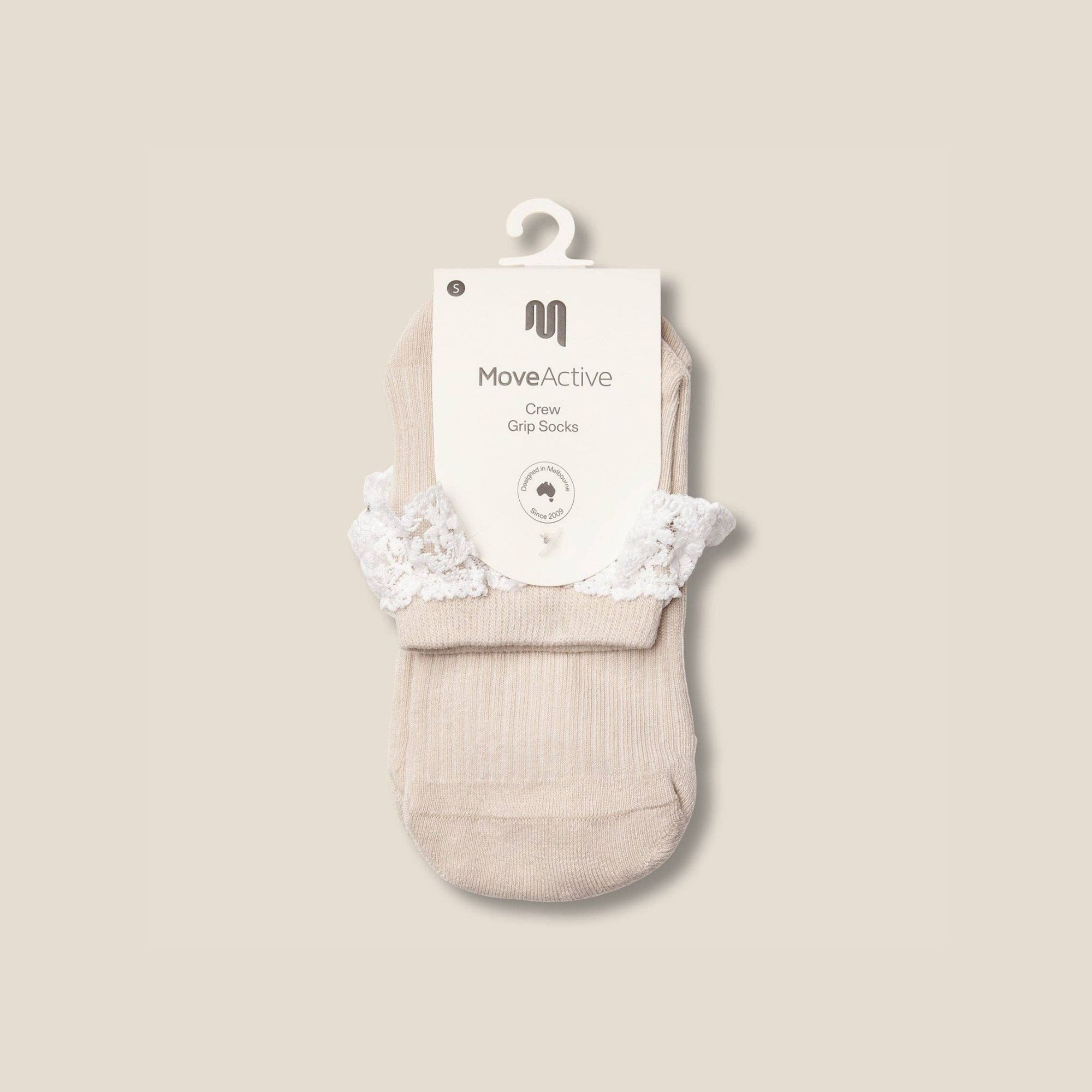 Quarter Crew Grip Socks Lovers Lace Oat