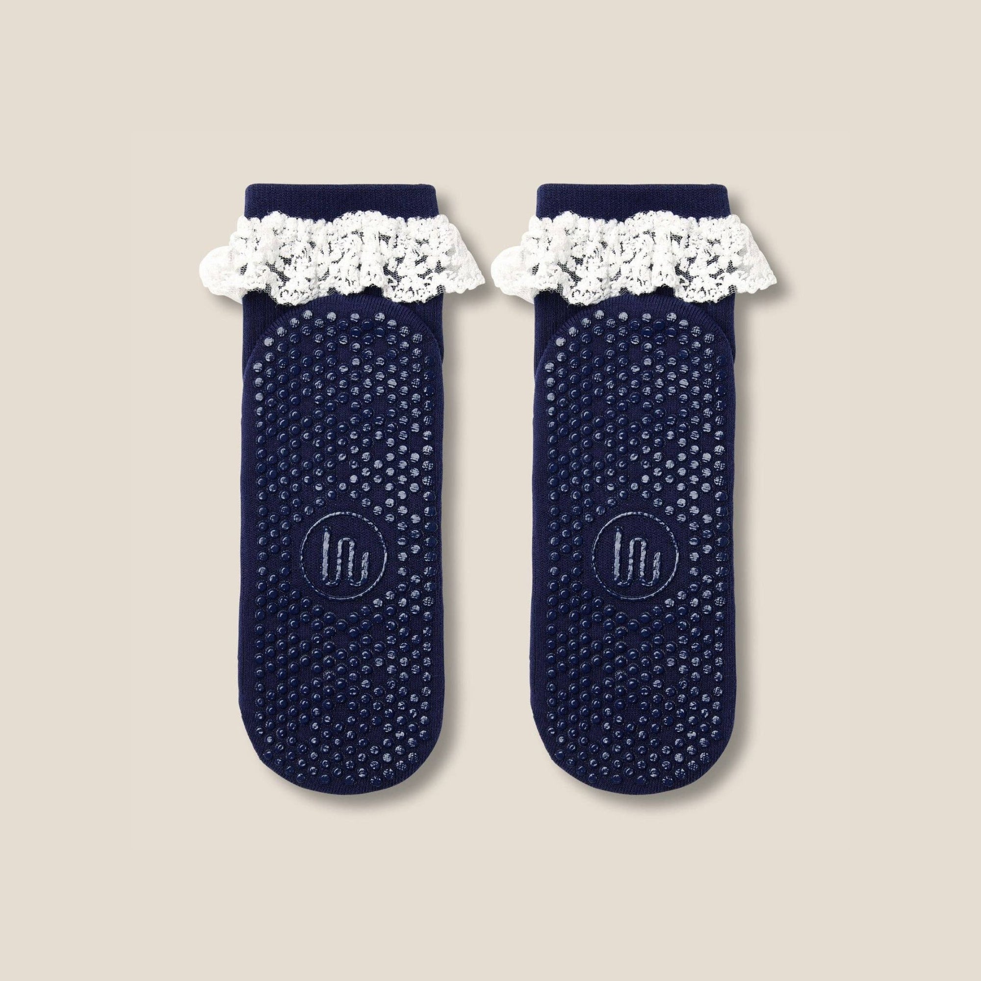 Quarter Crew Grip Socks Lovers Lace Navy