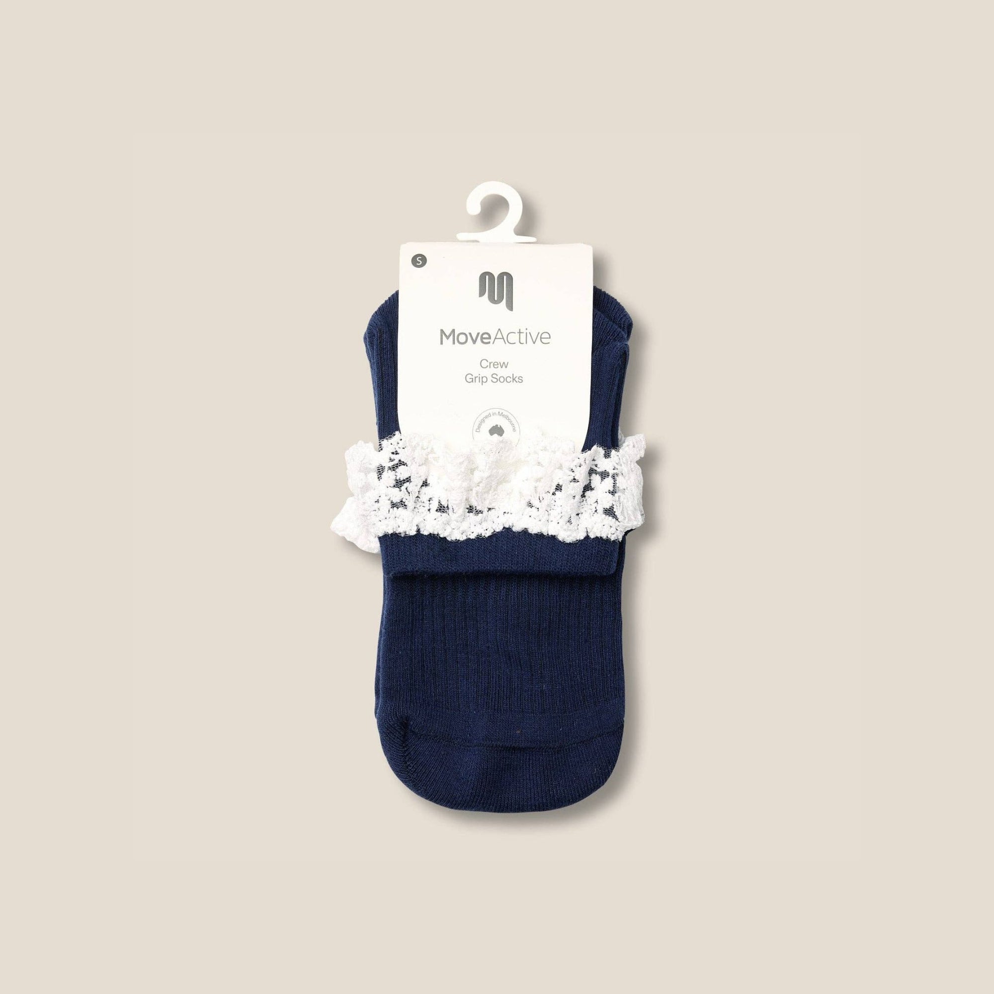 Quarter Crew Grip Socks Lovers Lace Navy