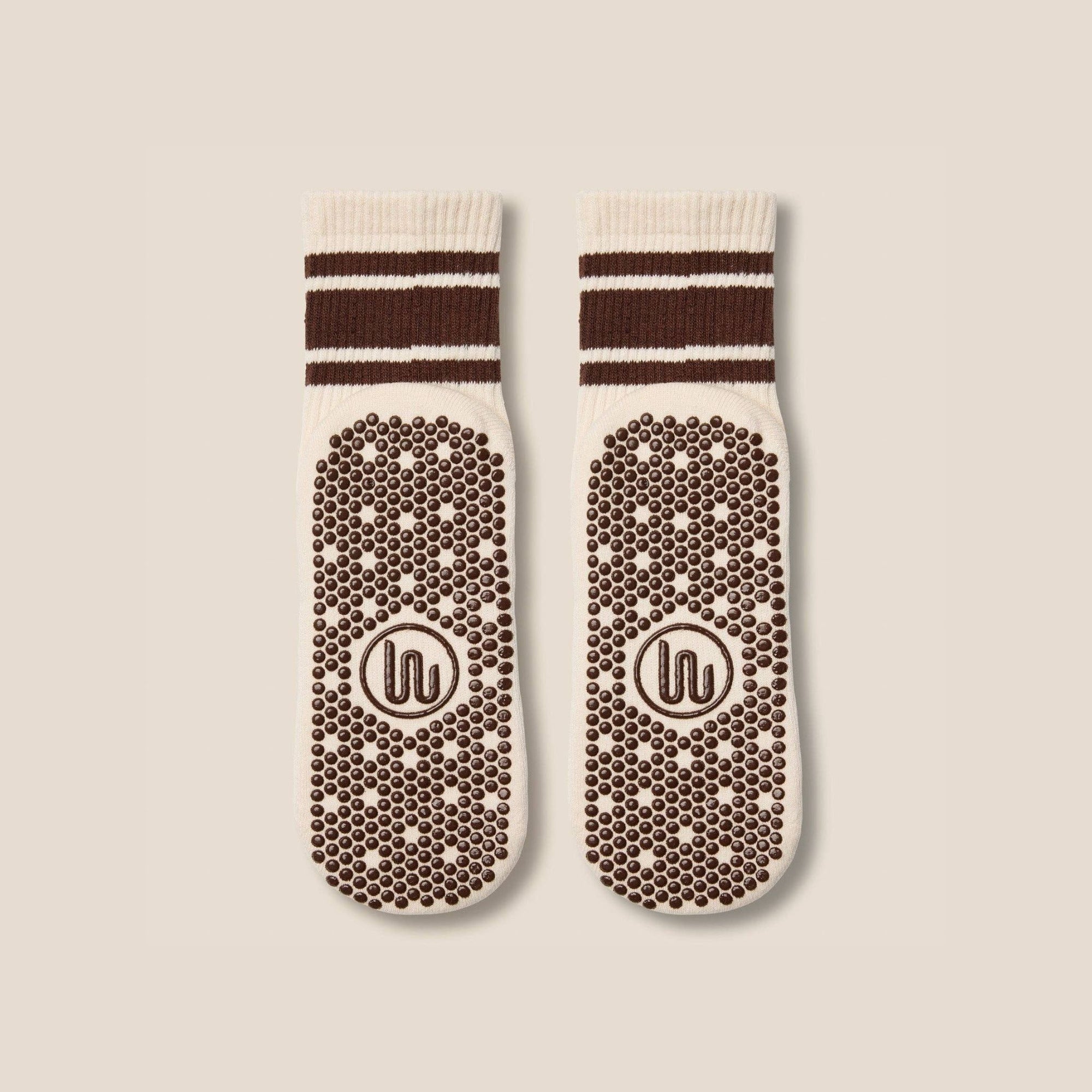 Crew Grip Socks Oat Espresso Stripe