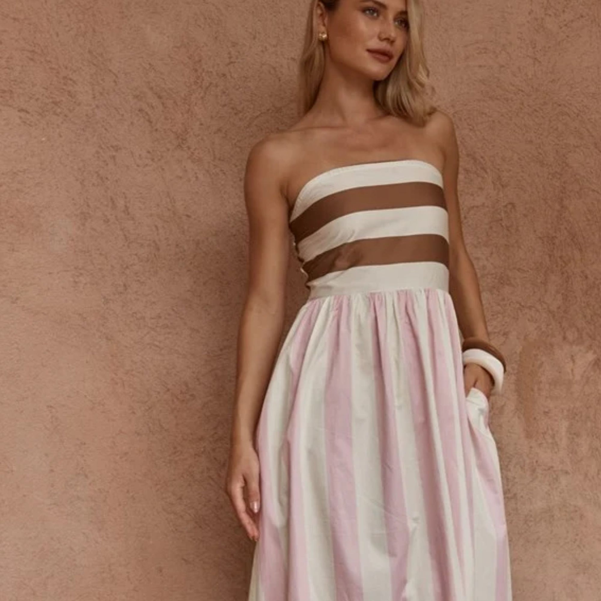 Nea Spliced Strapless Dress