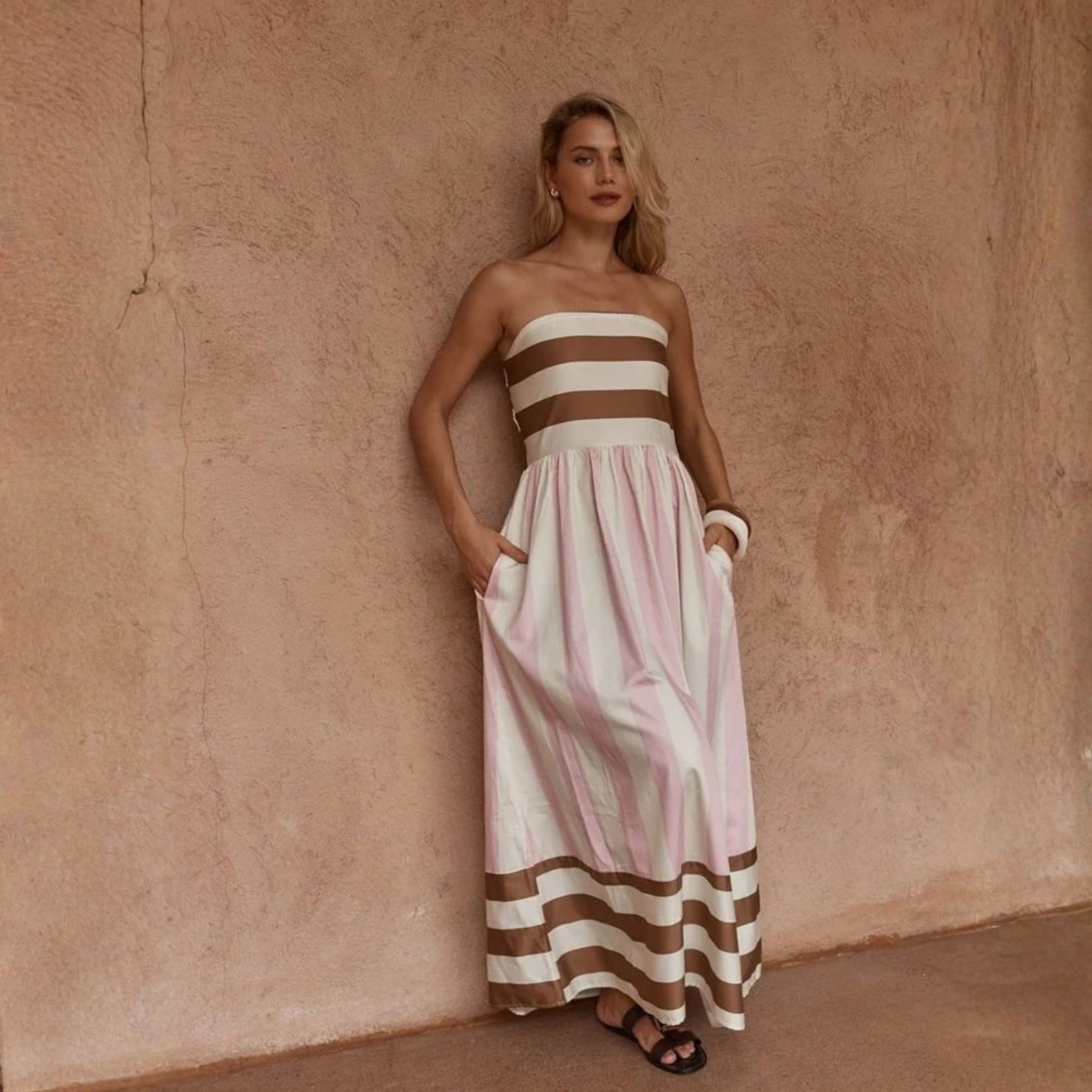 Nea Spliced Strapless Dress