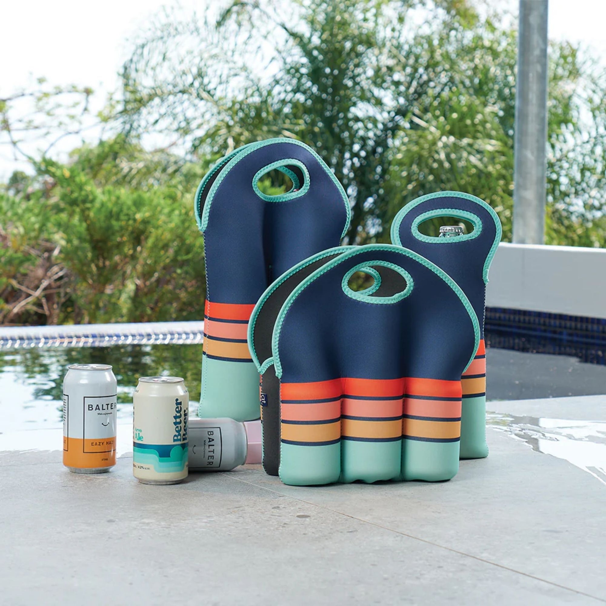 Double Bottle Bag Navy Sunrise