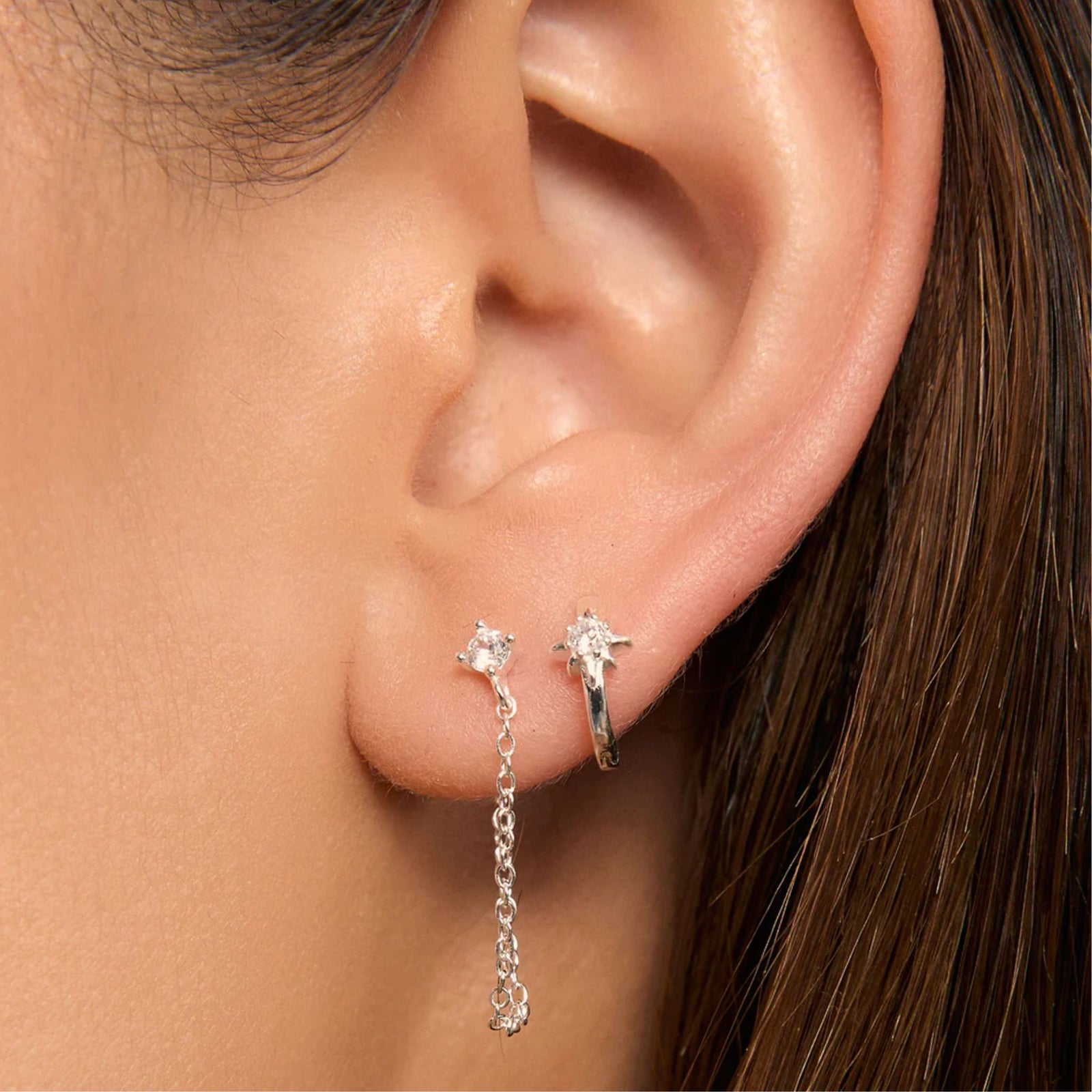 Nova Silver Huggie Earrings