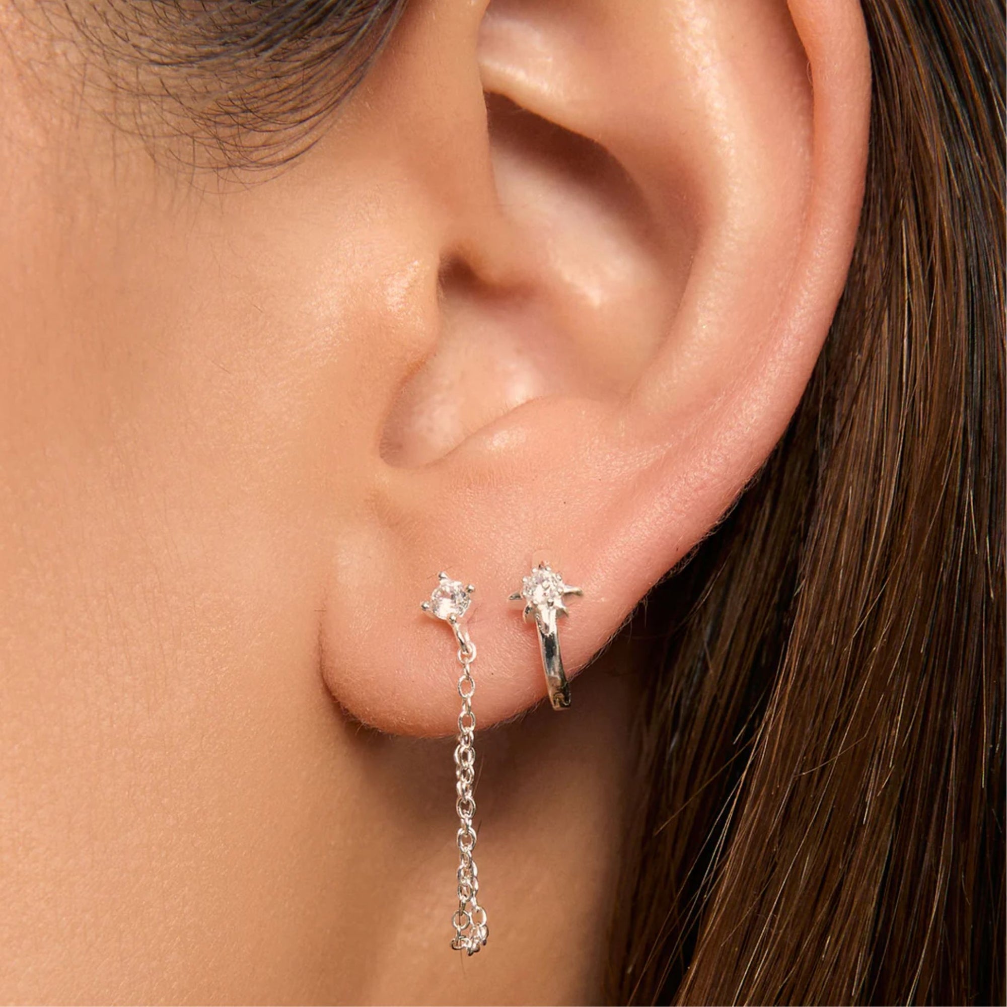 Nova Silver Huggie Earrings
