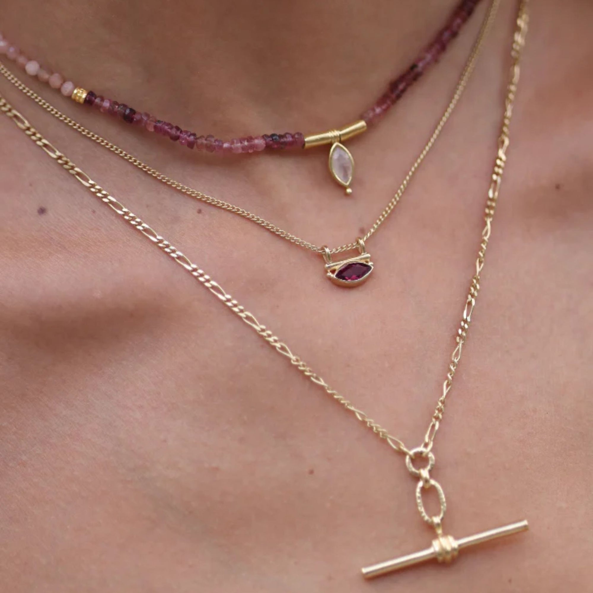Nyra Rhodolite Gold Necklace