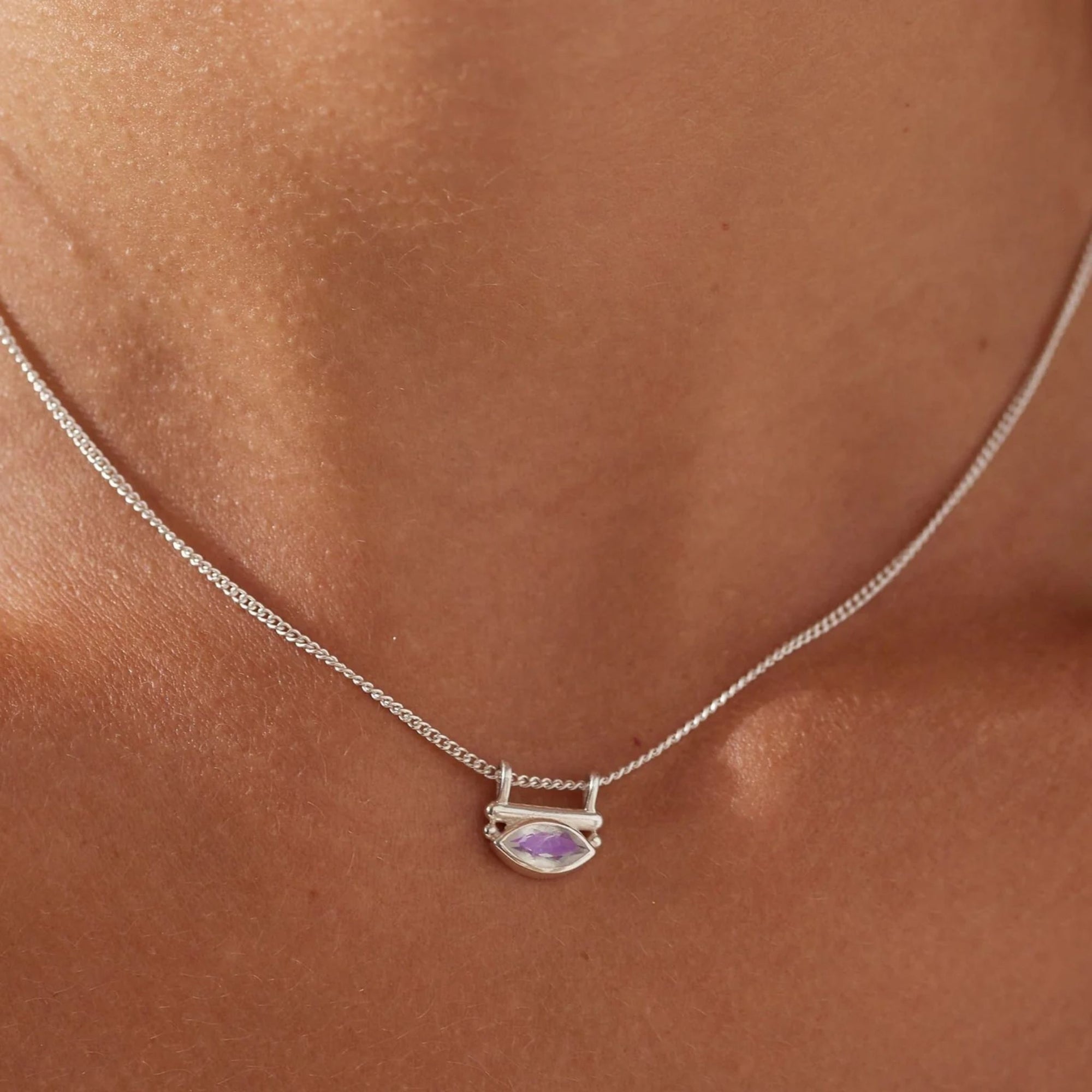 Nyra Moonstone Silver Necklace