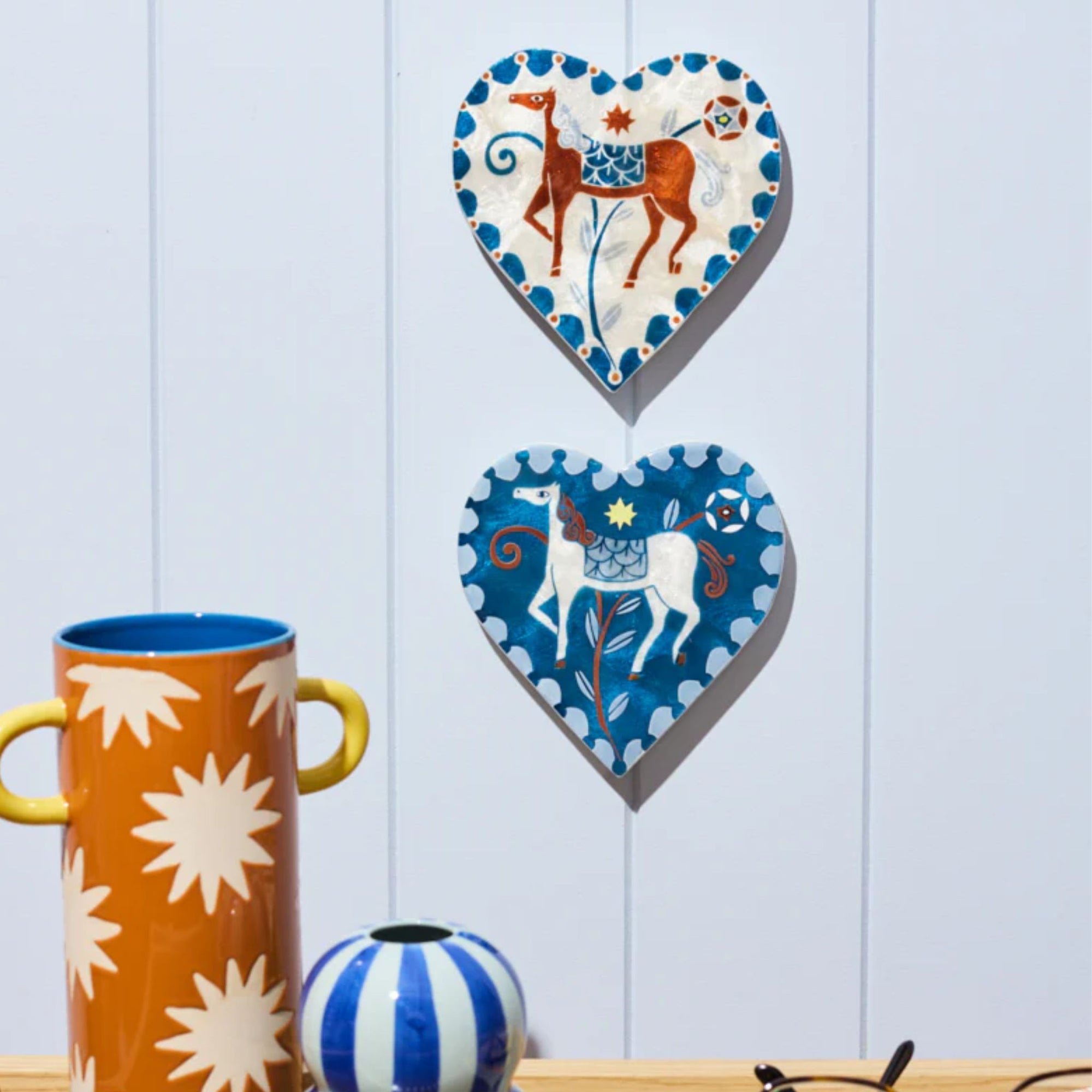 Paloma Heart White Horse Wall Tile