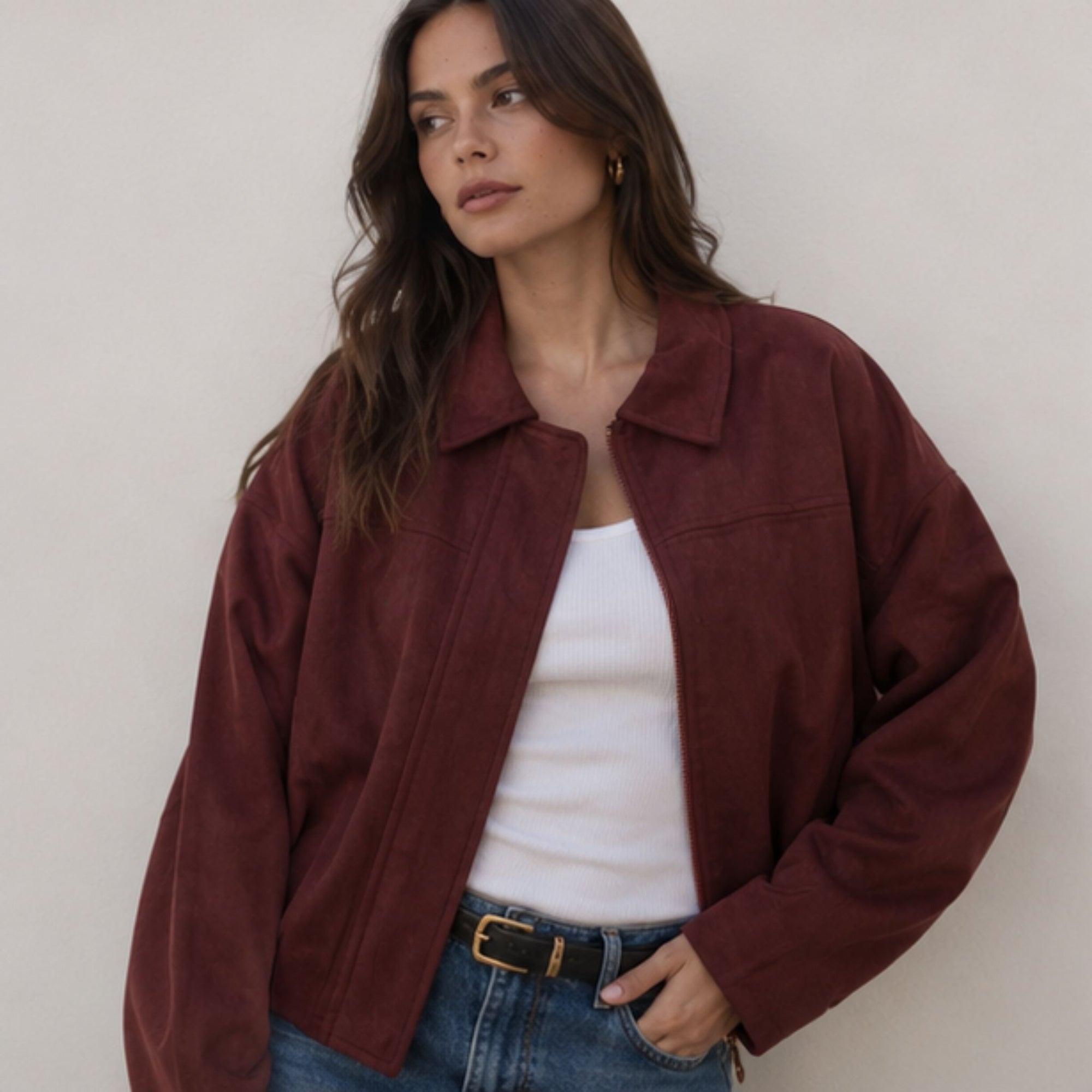 Faux Suede Bomber